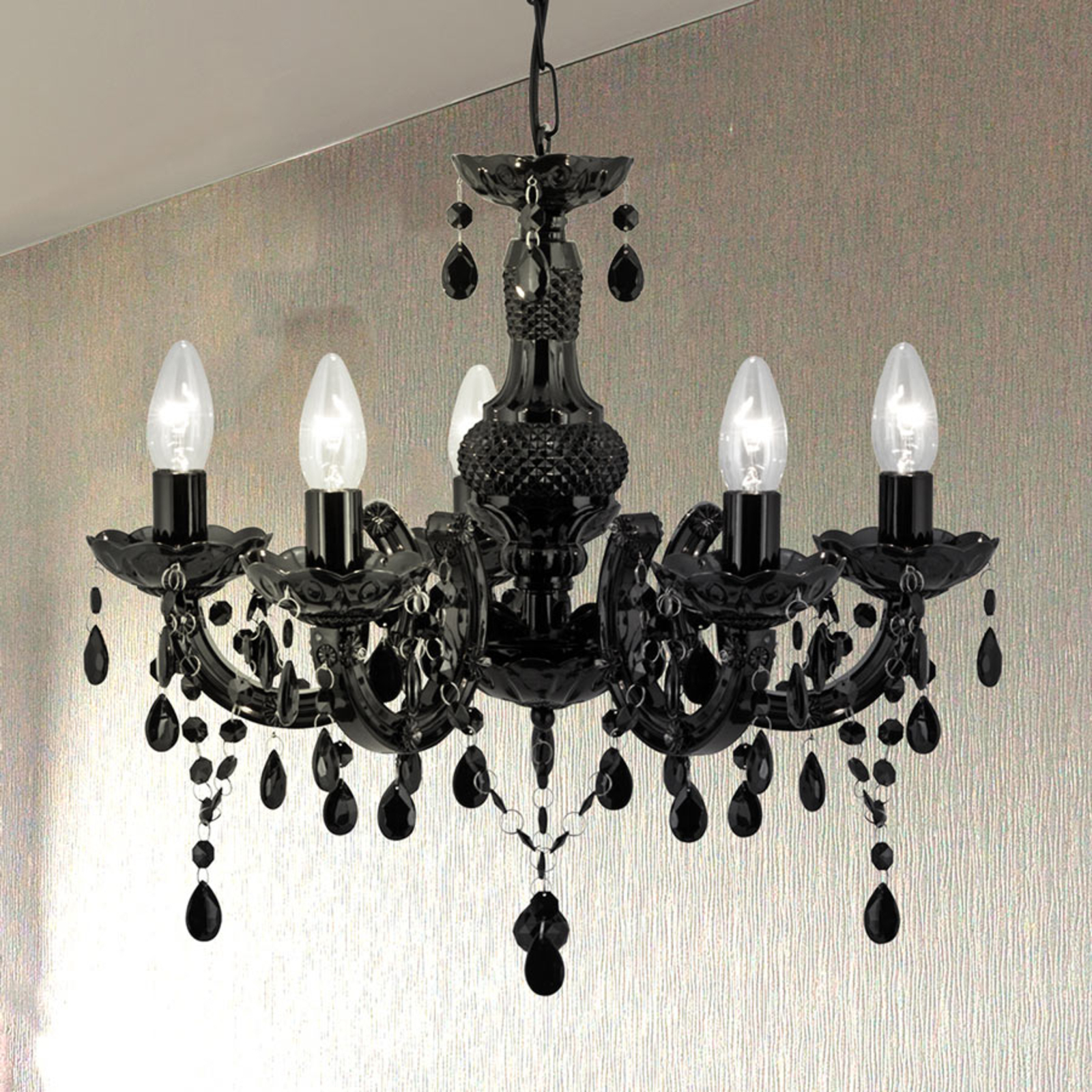 Lustre Marie Therese, preto, 5 luzes
