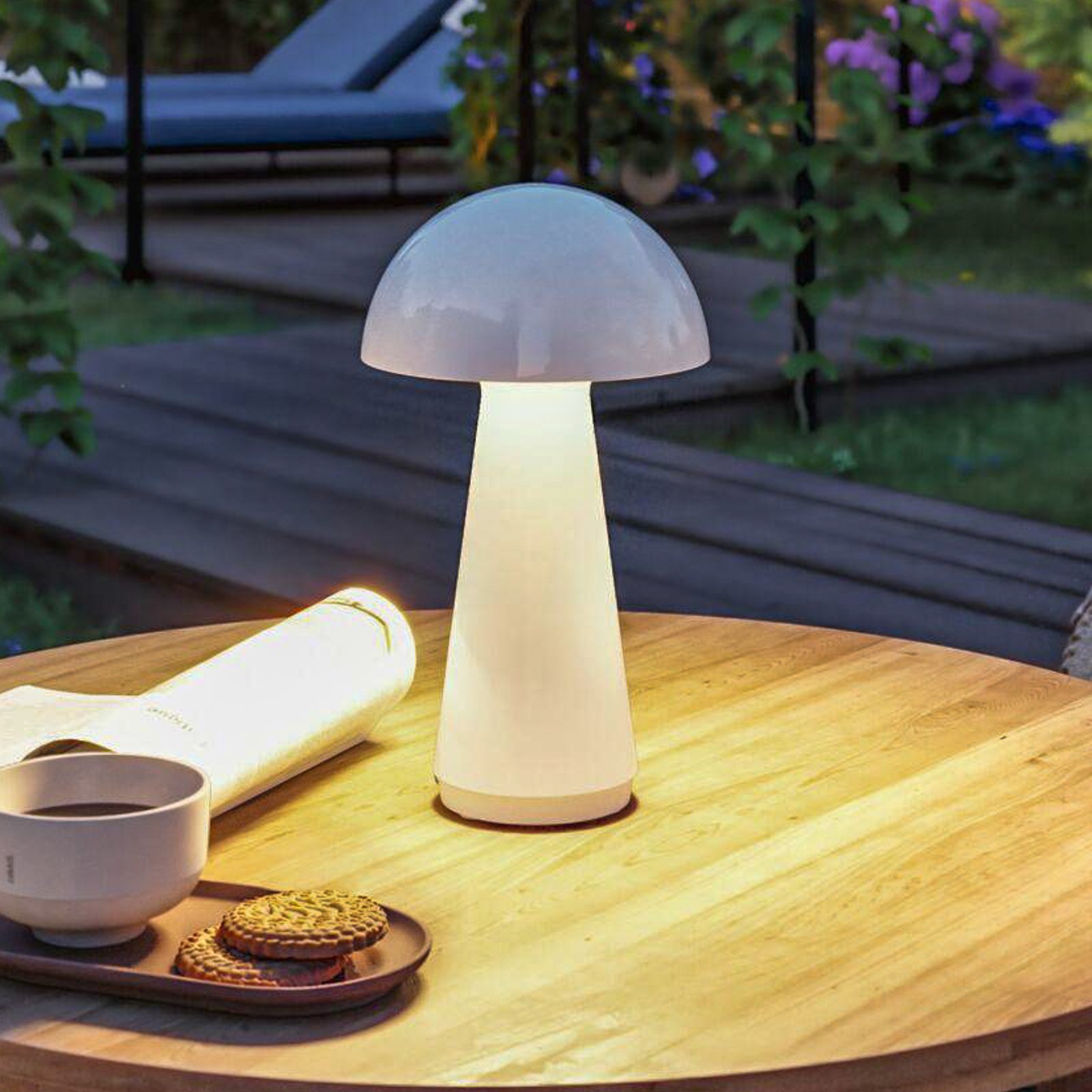 Paulmann lámpara de mesa LED recargable Onzo, blanca, plástico, IP44
