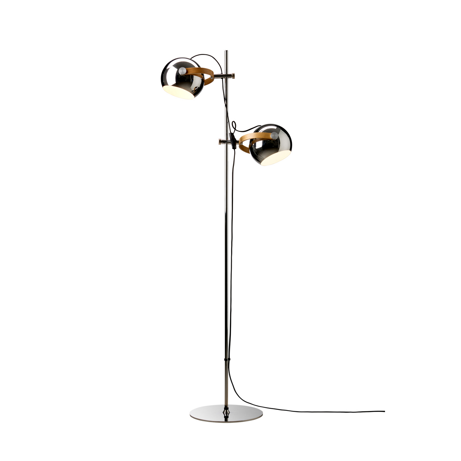 Candeeiro de pé DC, cromado, altura 150 cm, metal, 2 lâmpadas - Halo Design