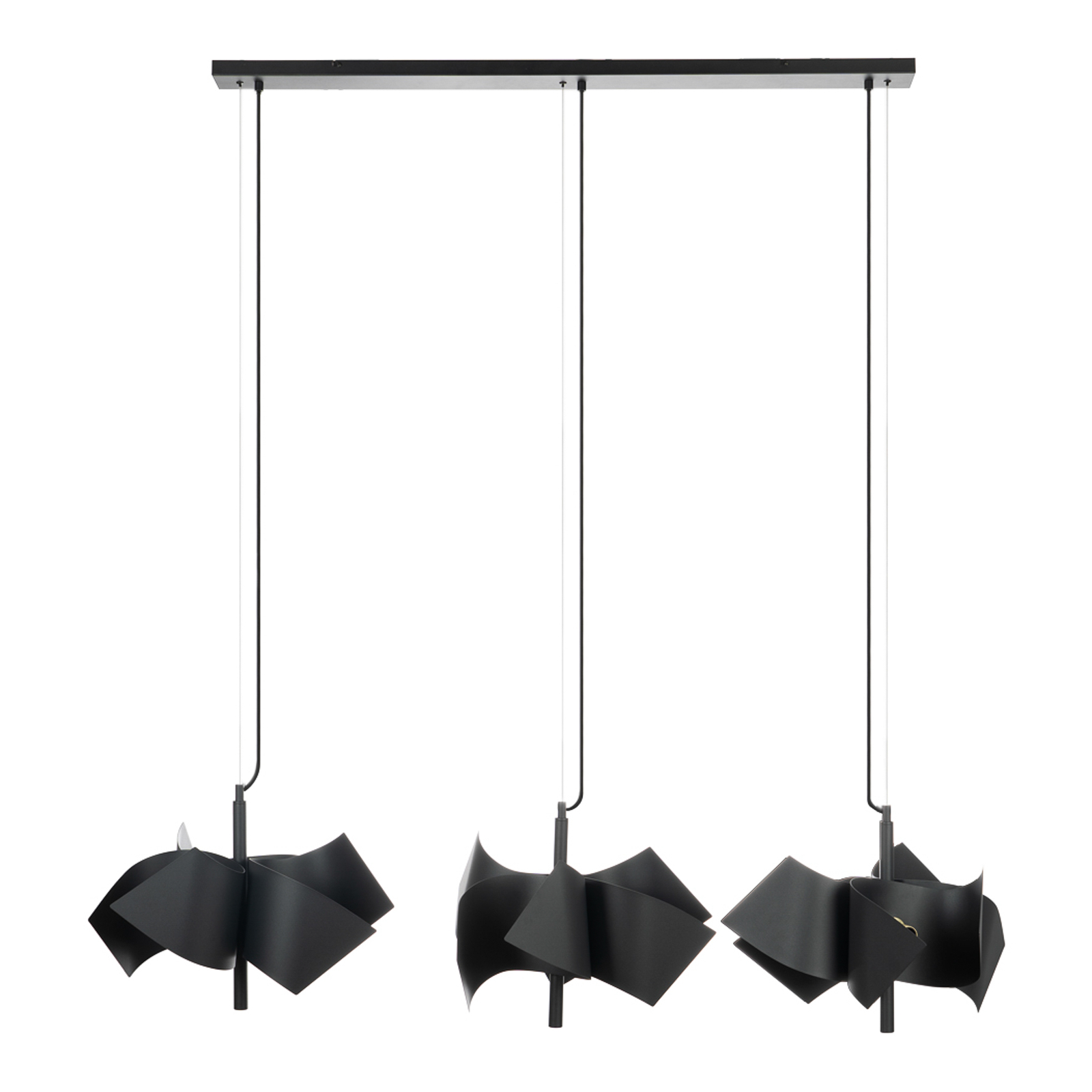 Lucande Imron hanging light, three-bulb, black