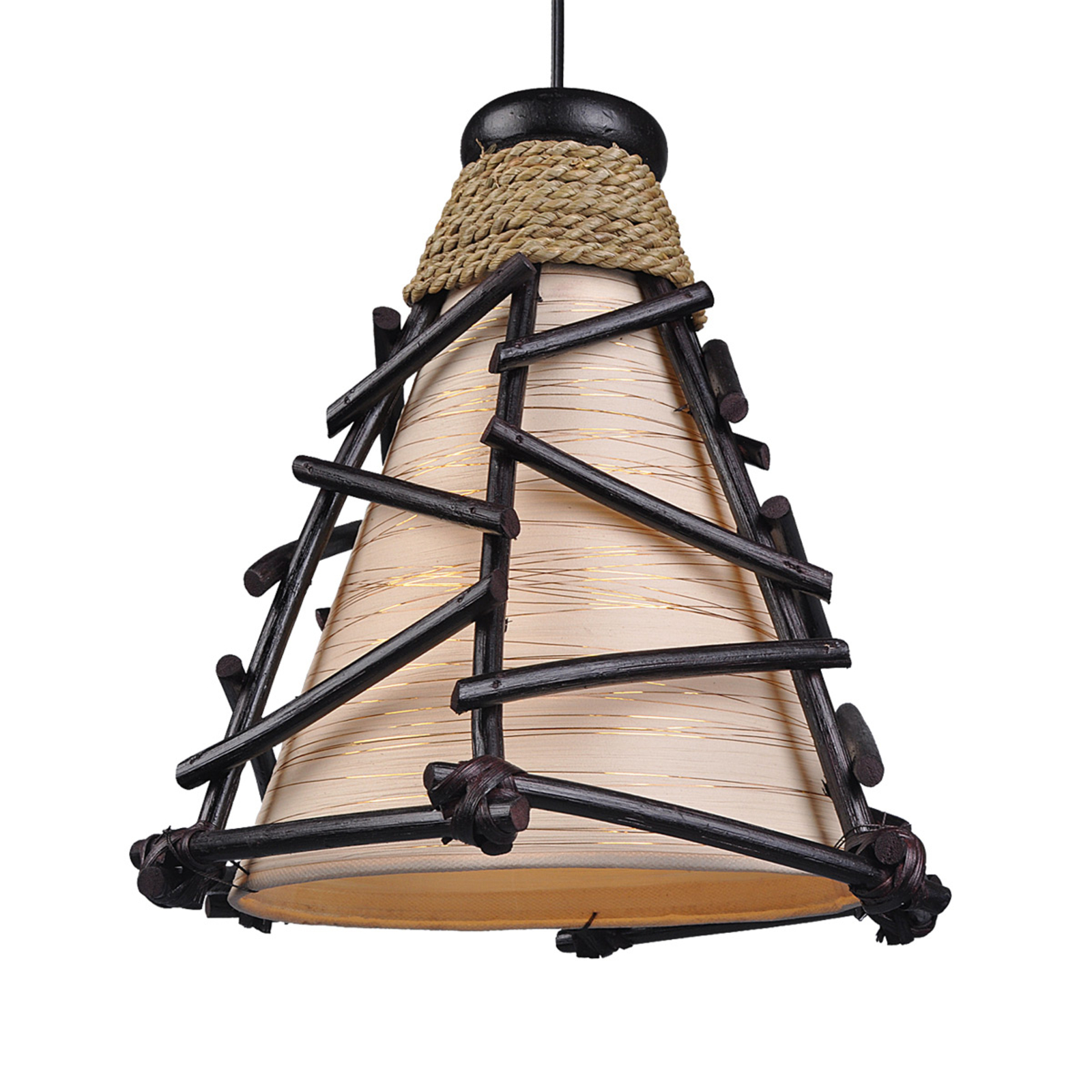 Lámpara colgante decorativa Romy con madera