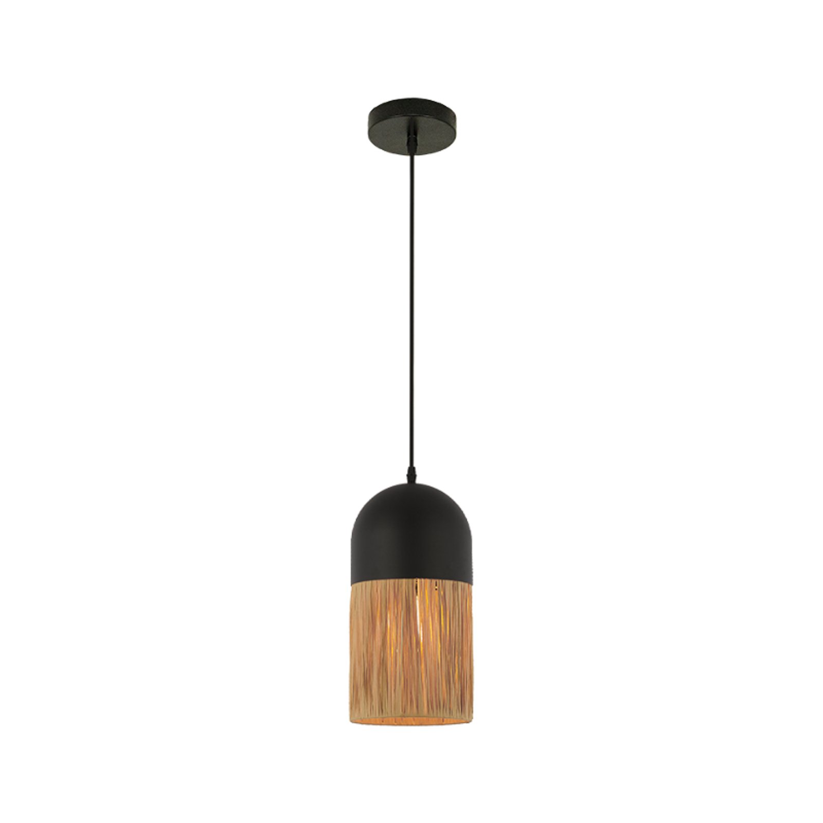 Hanglamp 23071, zwart/naturel, Ø18cm, metaal, papier