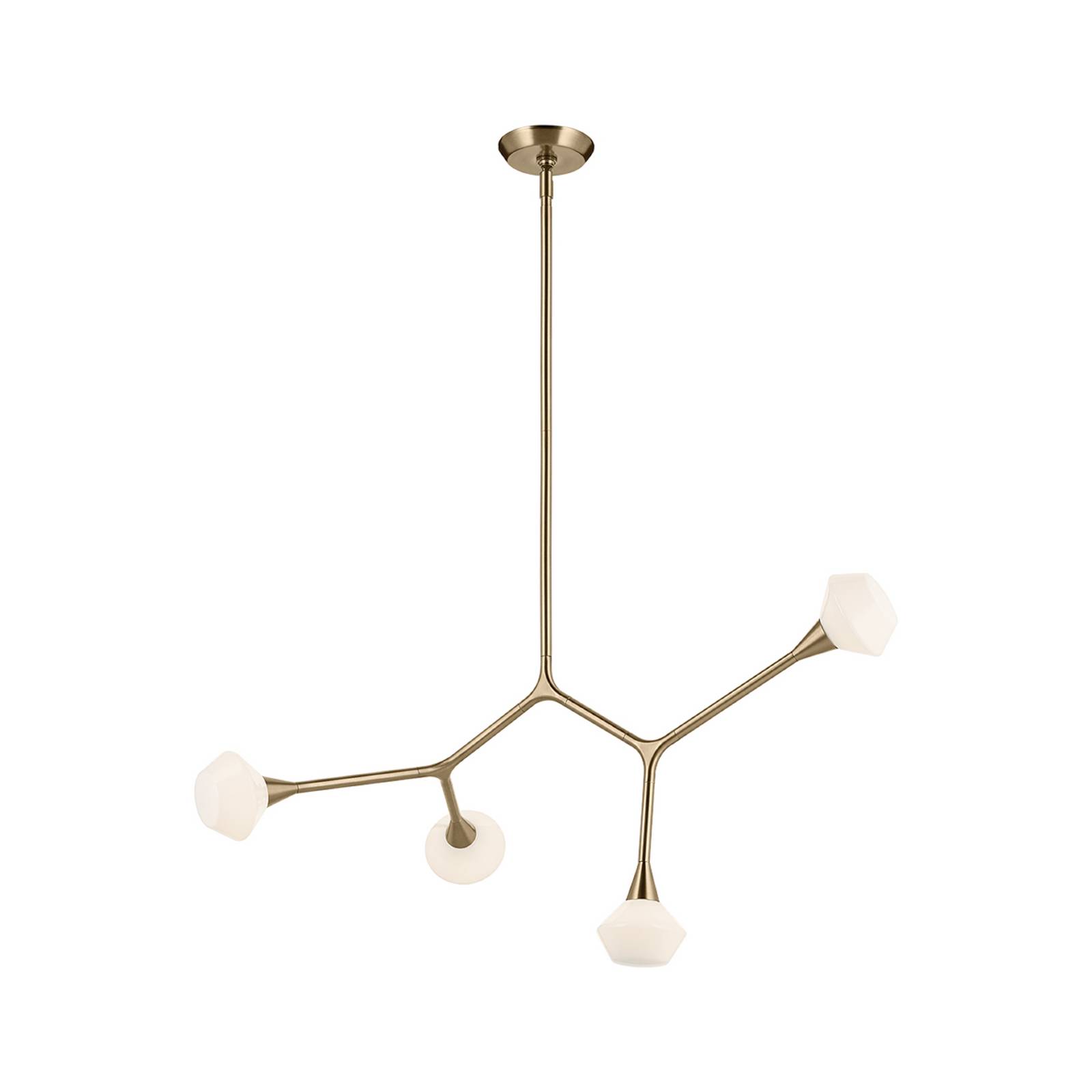 Hängelampe Cassius, hellbronze, Länge 100 cm, 4-flg., Metall