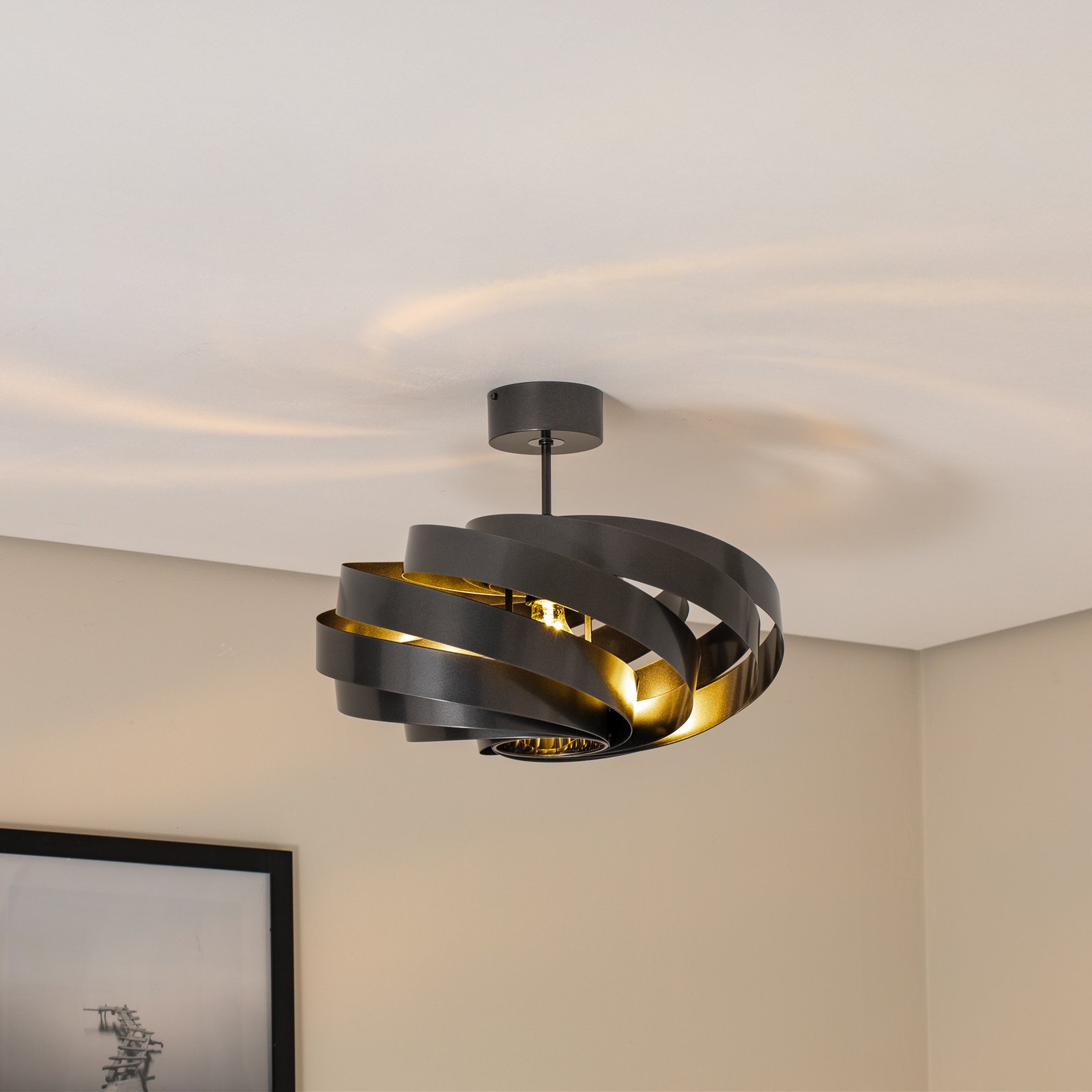 Plafonnier Vento, anthracite, Ø 50 cm