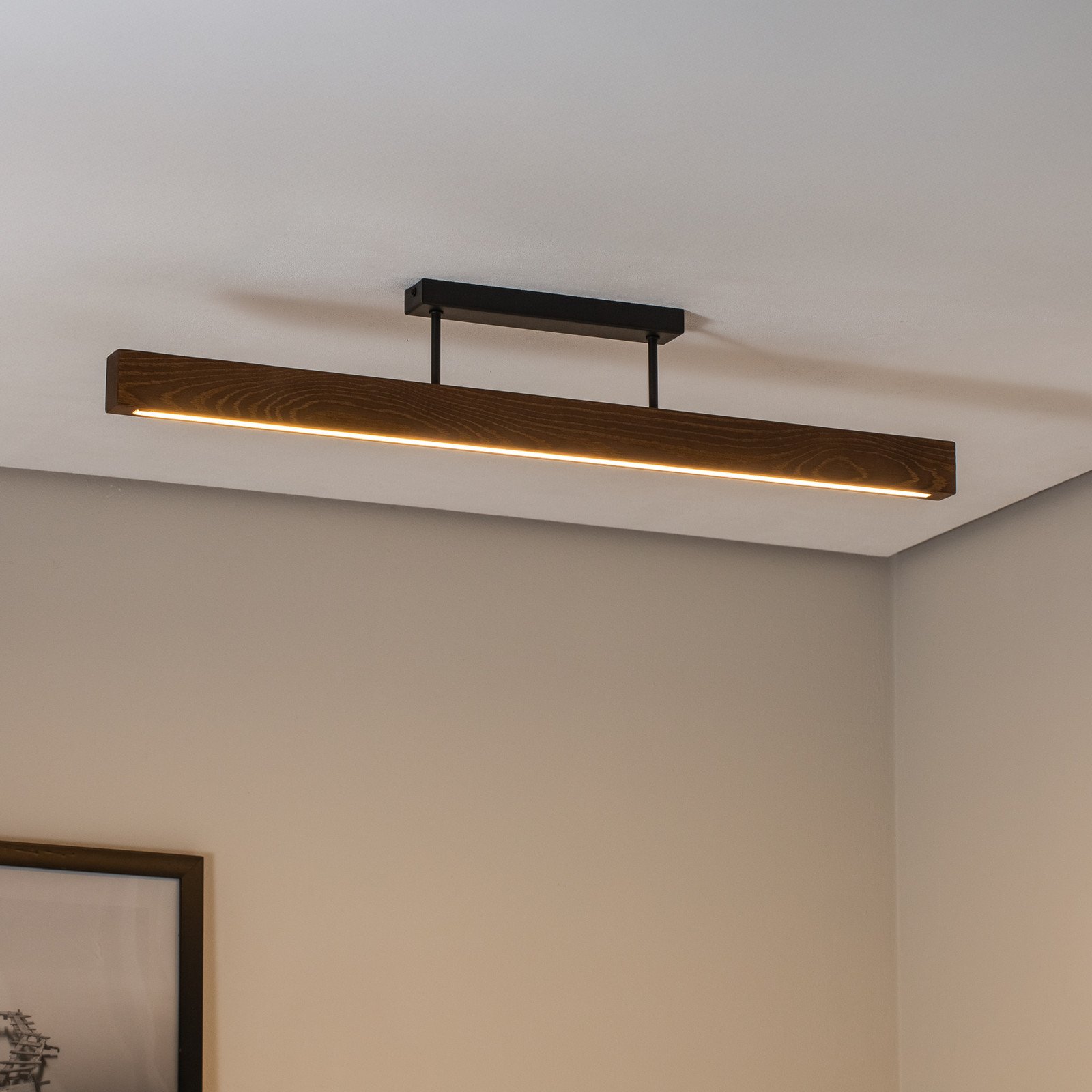 TK Lighting Lumină LED pentru tavan din lemn Teo nuc 96 cm 3000 K - Camera de zi / sufragerie - nucă negru