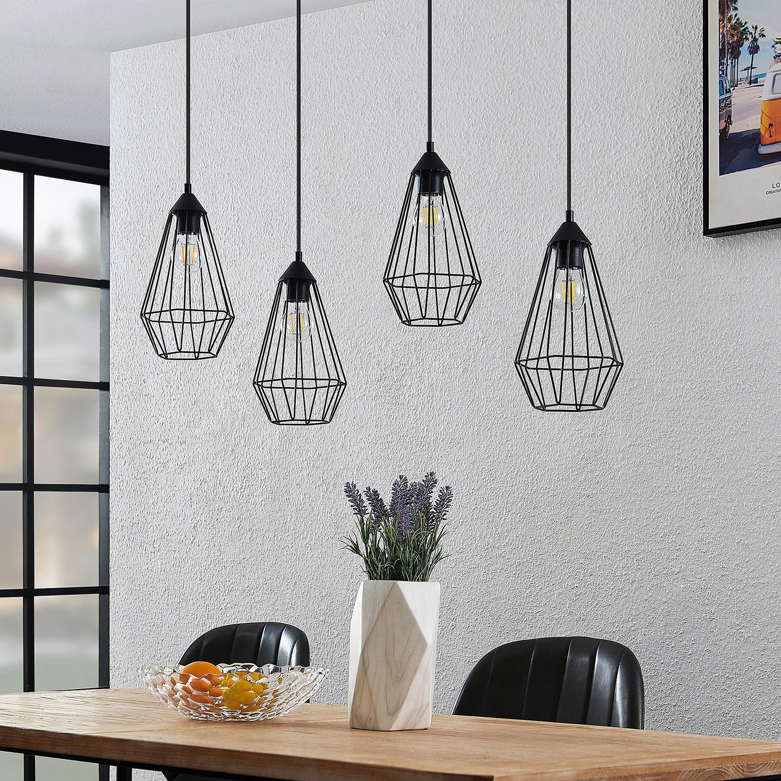 Lindby Remus cage hanging light, 4-bulb
