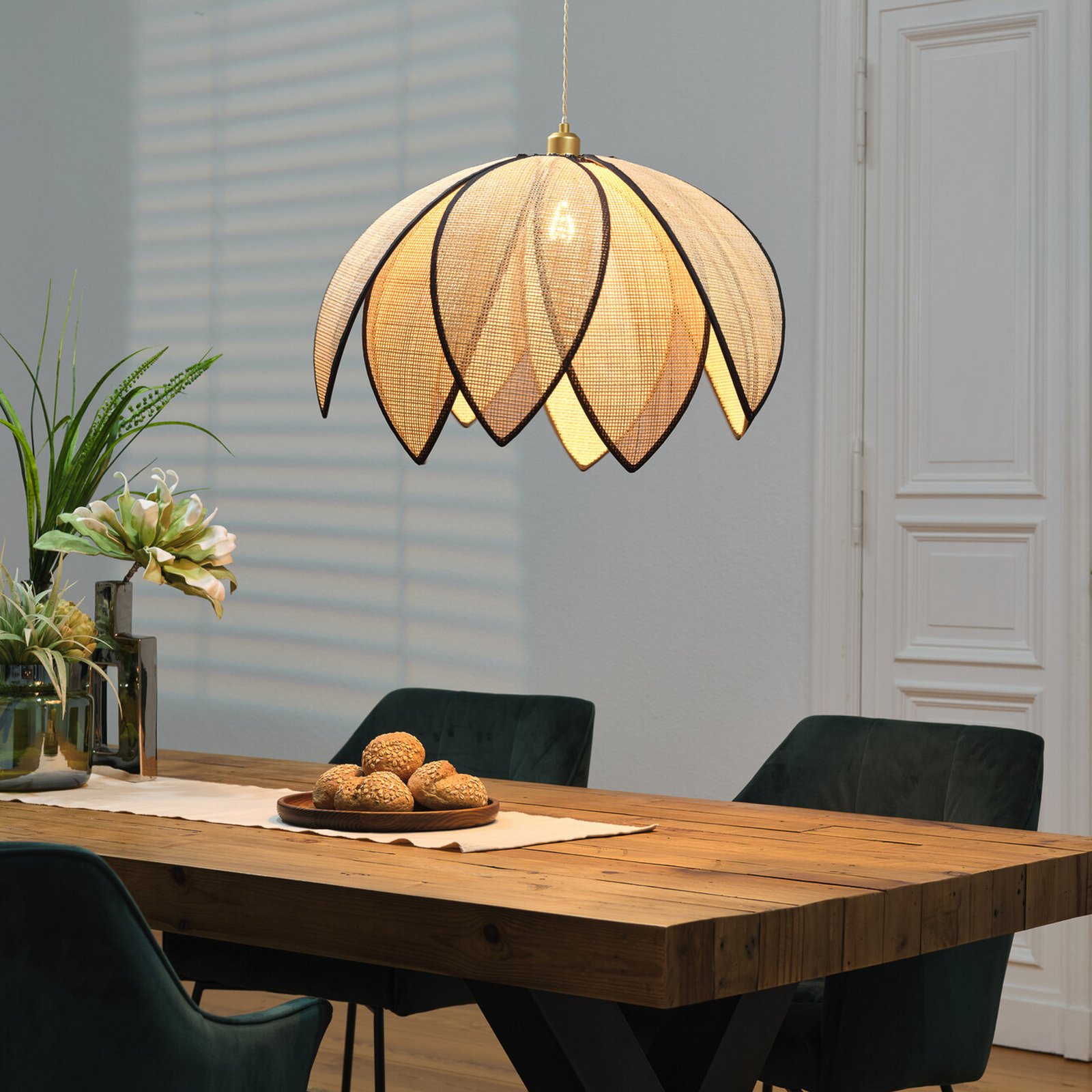 Suspension OSRAM Decor Rattan Lotus, Ø 67 cm, beige, E27