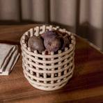 ferm LIVING Ceramic basket, round, Ø 16 cm, beige, ceramic