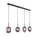 Viseća lampa Blacky, crna/dim siva, dužina 110 cm, 4 žarulje.