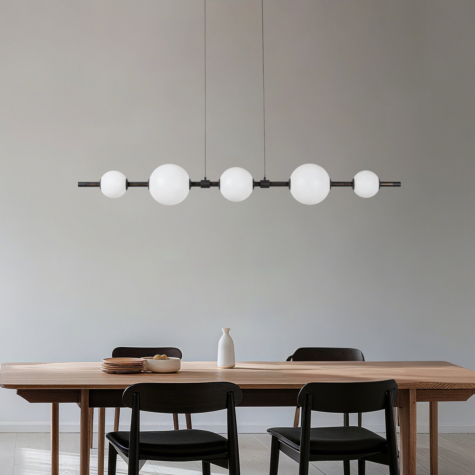 Tanira LED hanglamp, 140 cm, zwart/wit, dimbaar - Lucande