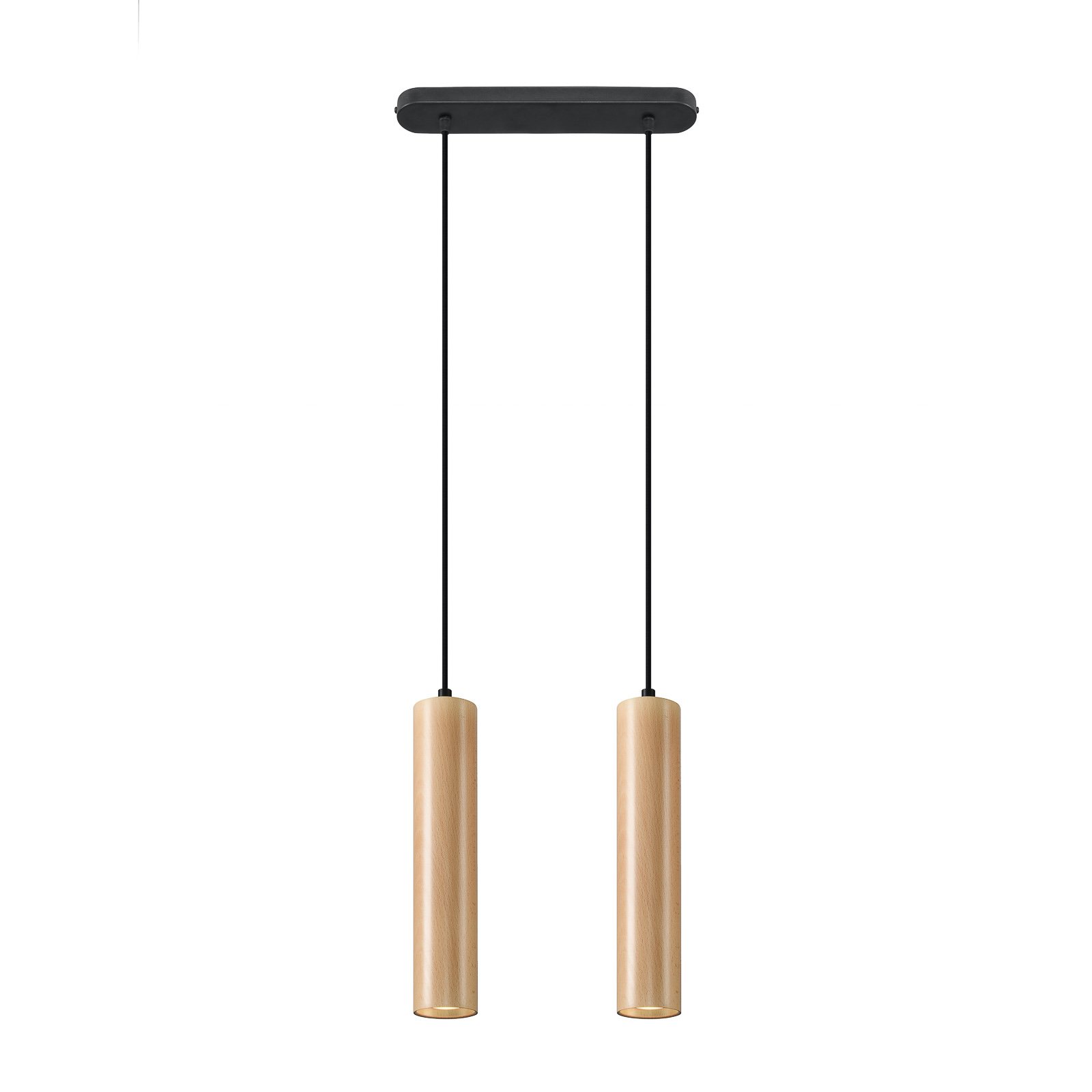 Hanglamp Tube van hout, 2-lamps