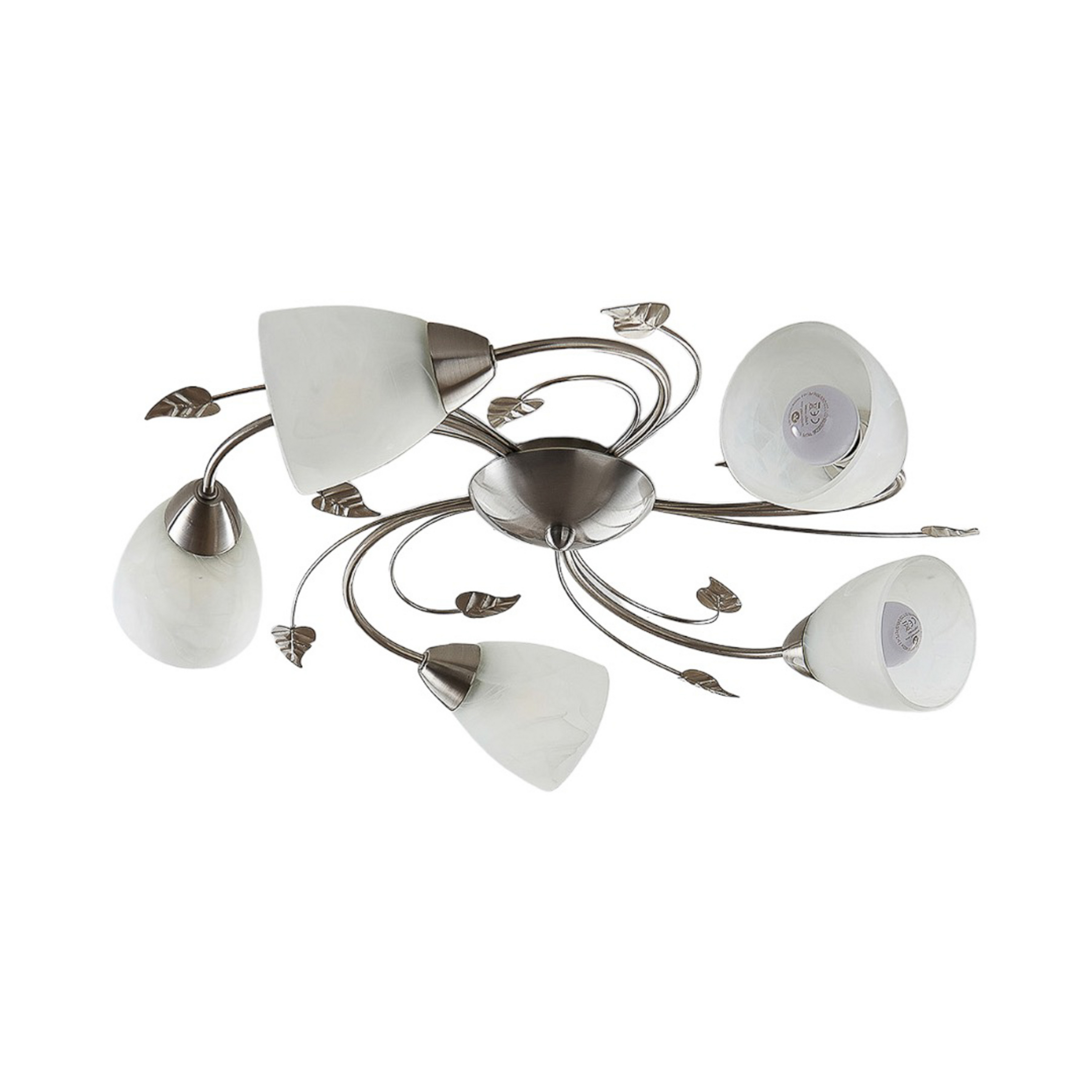 Yannie 5 Ceiling Lamp Nickel/Opal - Lindby