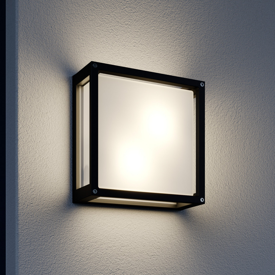 Lucande Aurelien Square Utomhus Vägglampa IP54, svart från Lucande