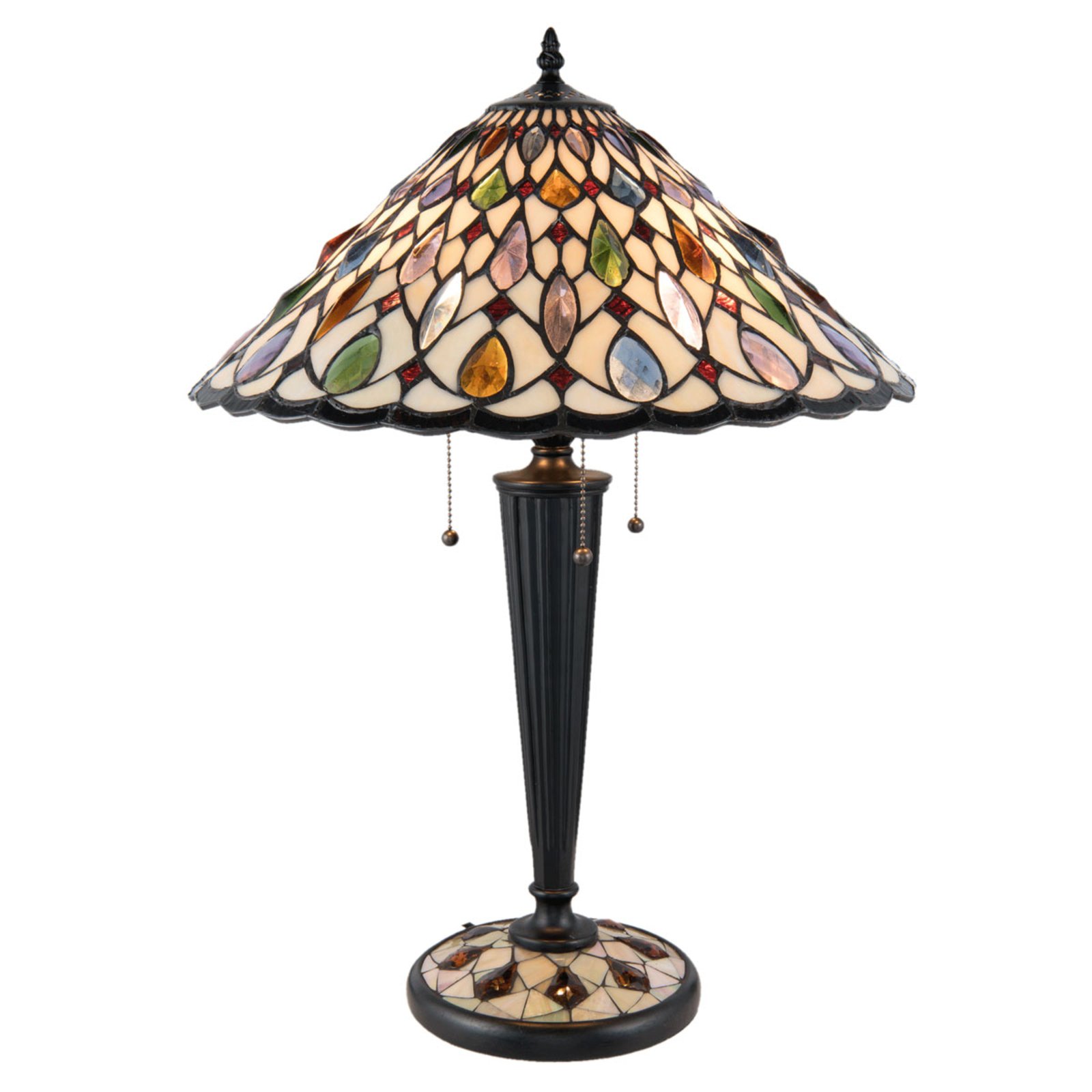 Clayre & Eef 5188 table lamp, conical glass lampshade, for Living / Dining Room, glass, polyresin, E27, 60 W, energy efficiency: A++, H: 62 cm