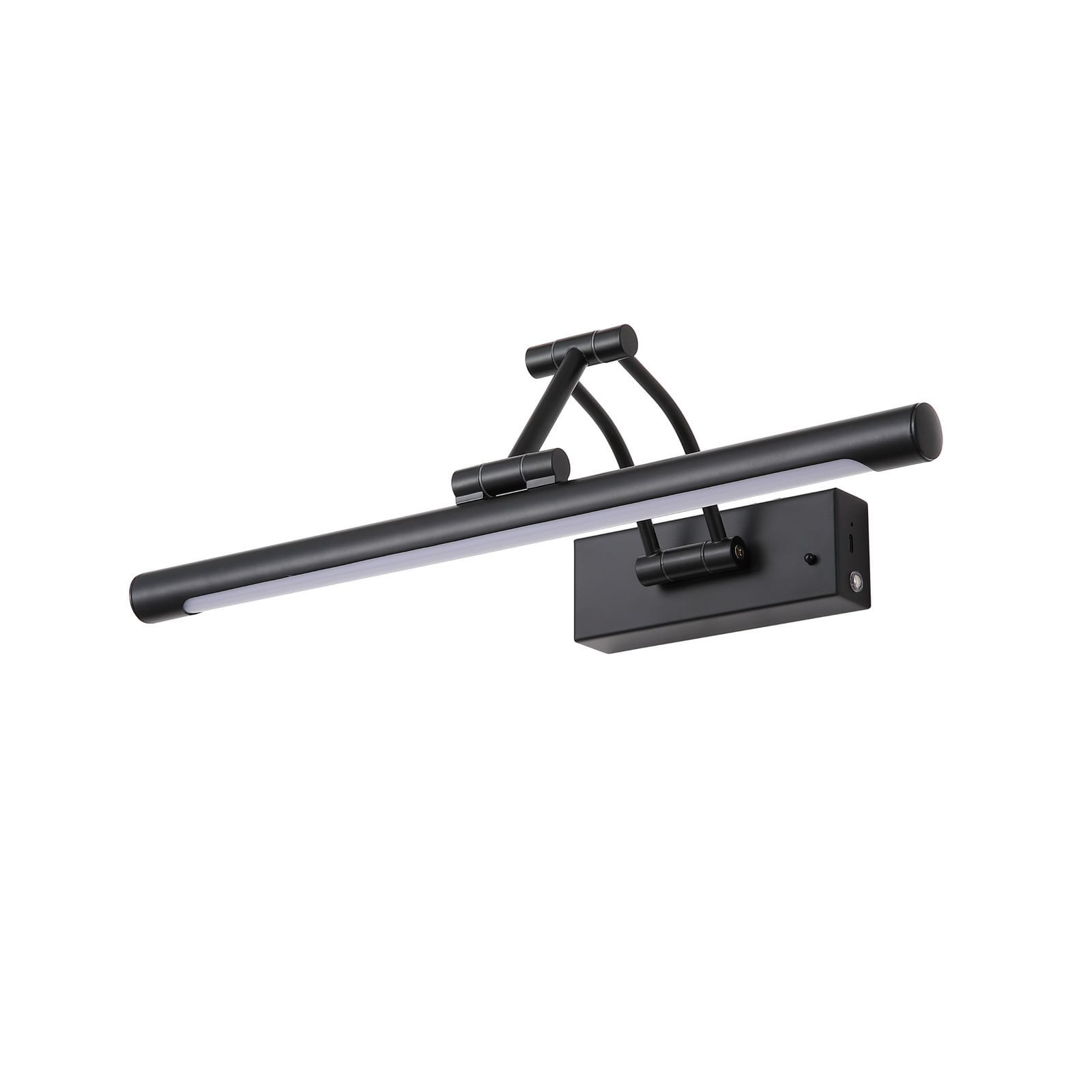 Herron LED rechargeable wall lamp, matt black, width 43 cm, CCT