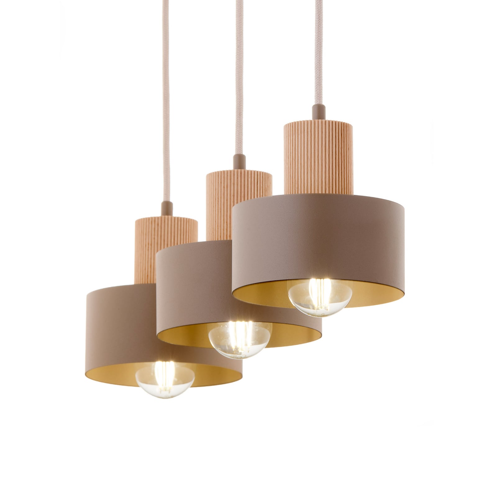 Hängeleuchte Rif Wood, beige/buche, Länge 67 cm, dreiflammig Hängeleuchte Rif Wood, beige/buche, Länge 67 cm, dreiflammig
