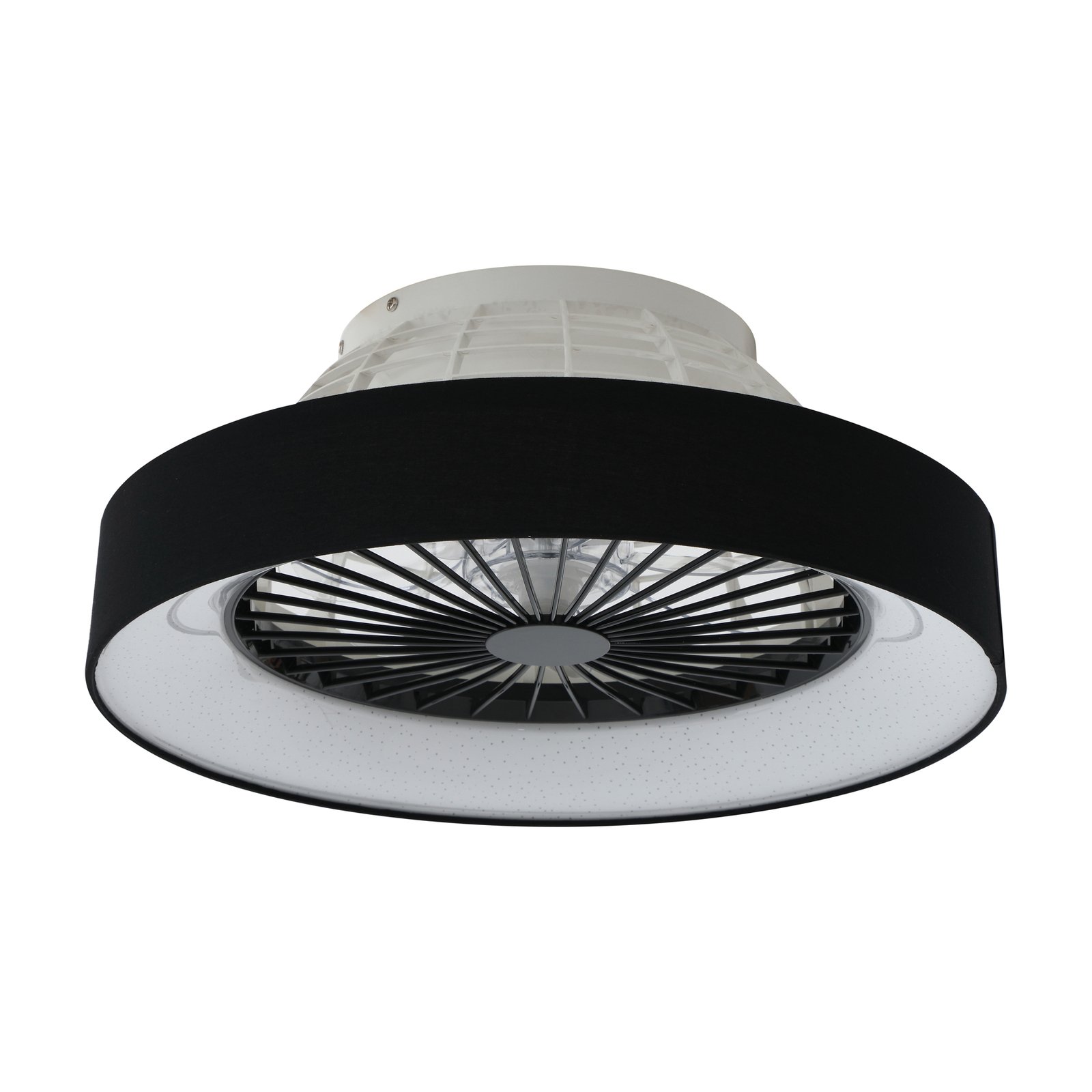 Stropní ventilátor Lindby LED Mace, černý, tichý, Ø 47 cm