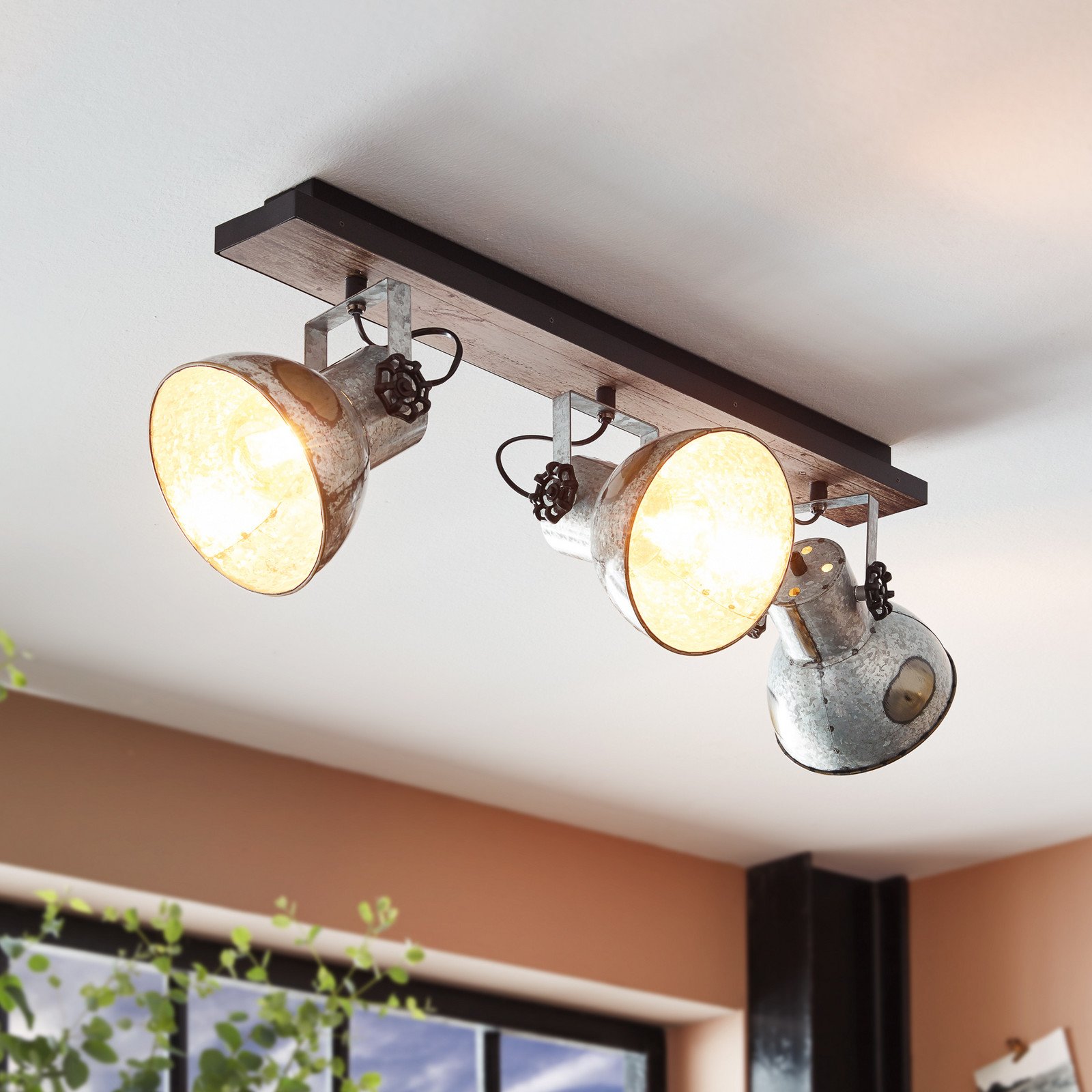 EGLO Barnstaple plafonieră aspect industrial 3 surse - Camera de zi / sufragerie - Design industrial - nichel mat - Metal