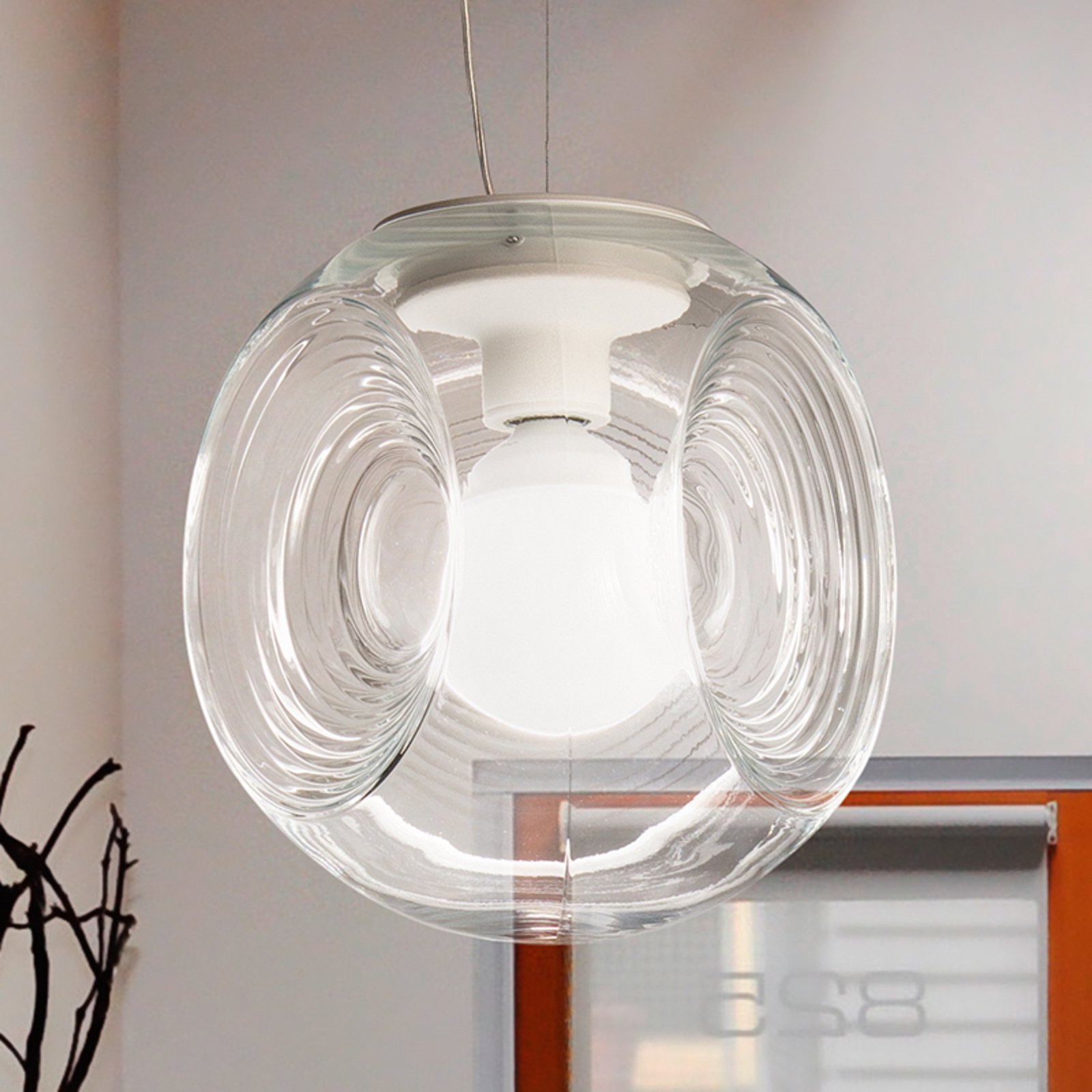 Fabbian Eyes - staklena viseća svjetiljka s prozirnim difuzorom