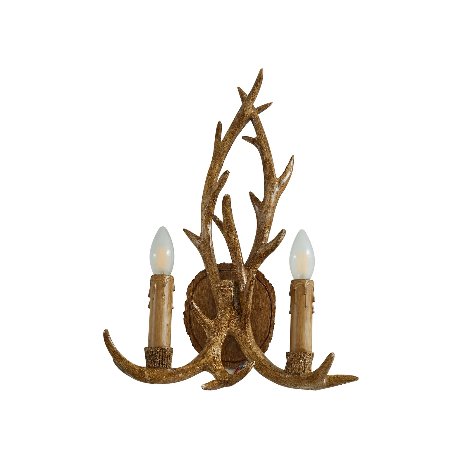 Lindby, applique murale Fibi, marron, bois de cerf, à 2 lampes, E14