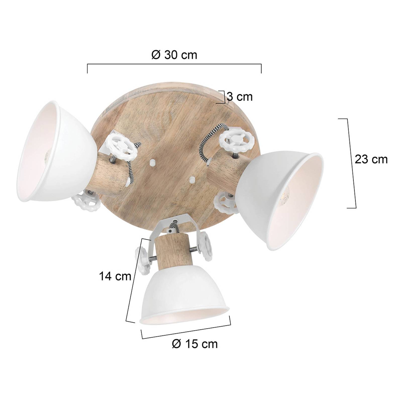 steinhauer spot pour plafond gearwood, 3 lampes, rond, blanc