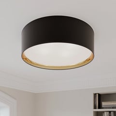 Plafón Bilbao, negro/oro, Ø 60 cm