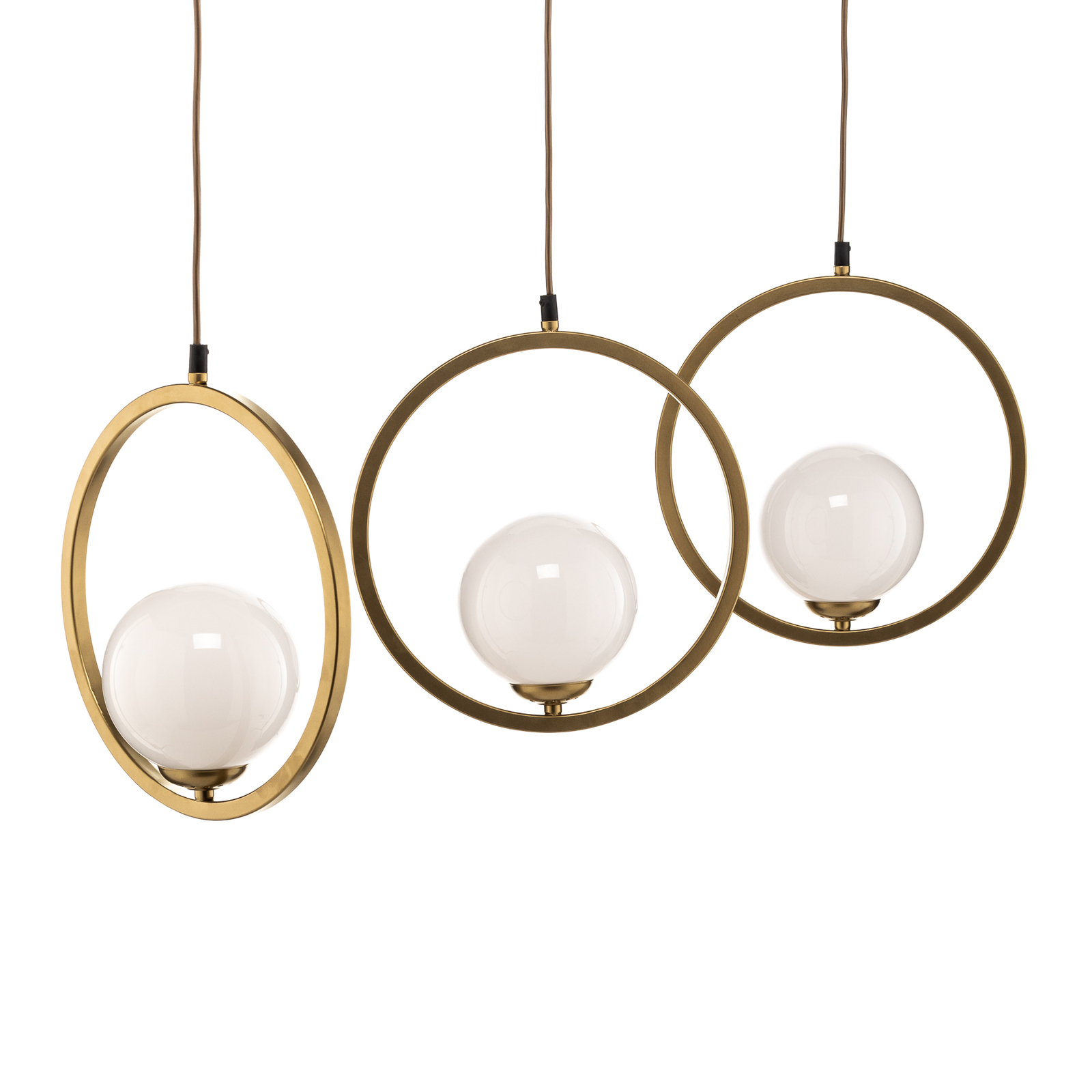 Vienna hanging light, opal glass, brass, 3-bulb
