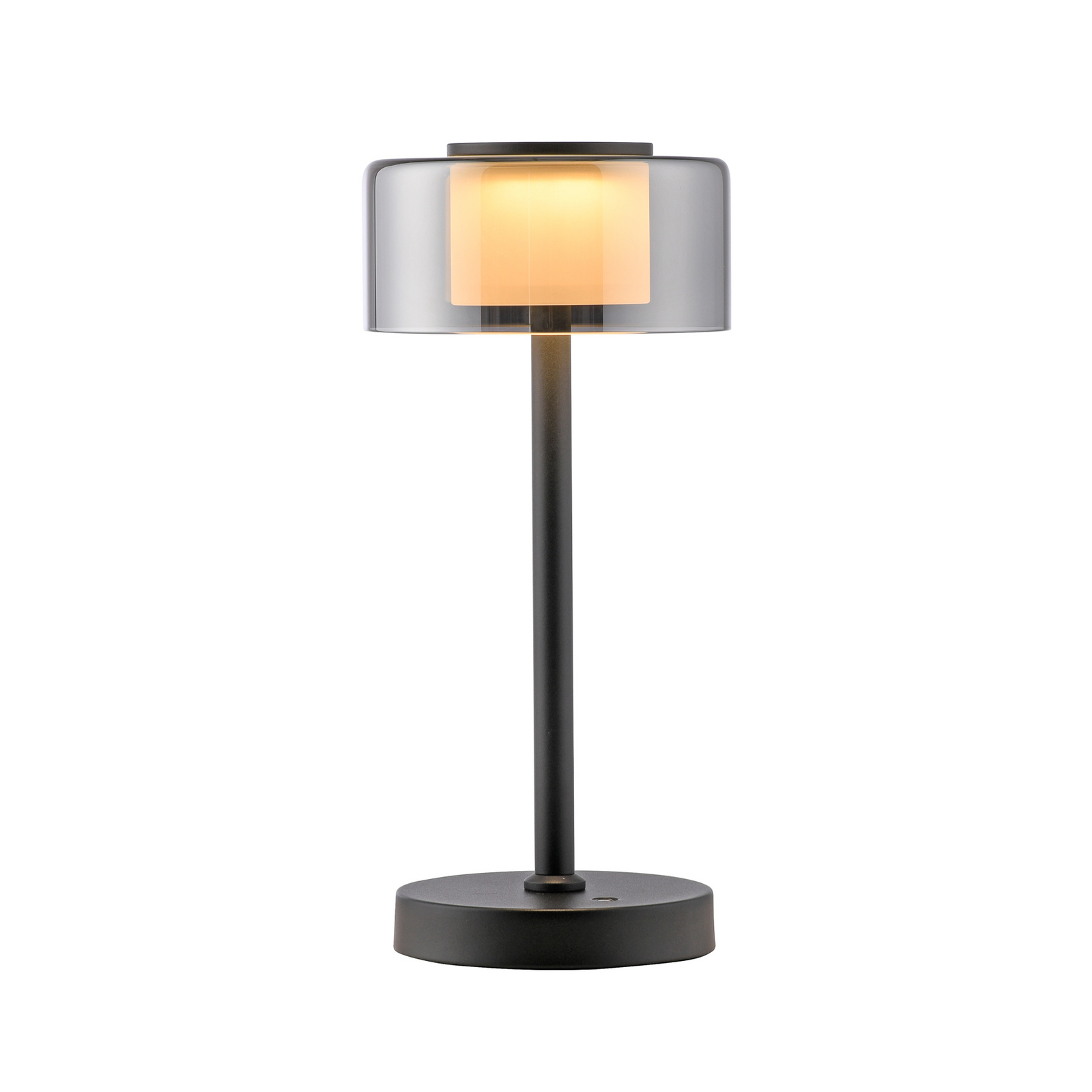 Lampa stołowa LED na akumulator RIKA, czarna, 33 cm, metal/szkło, regulacja