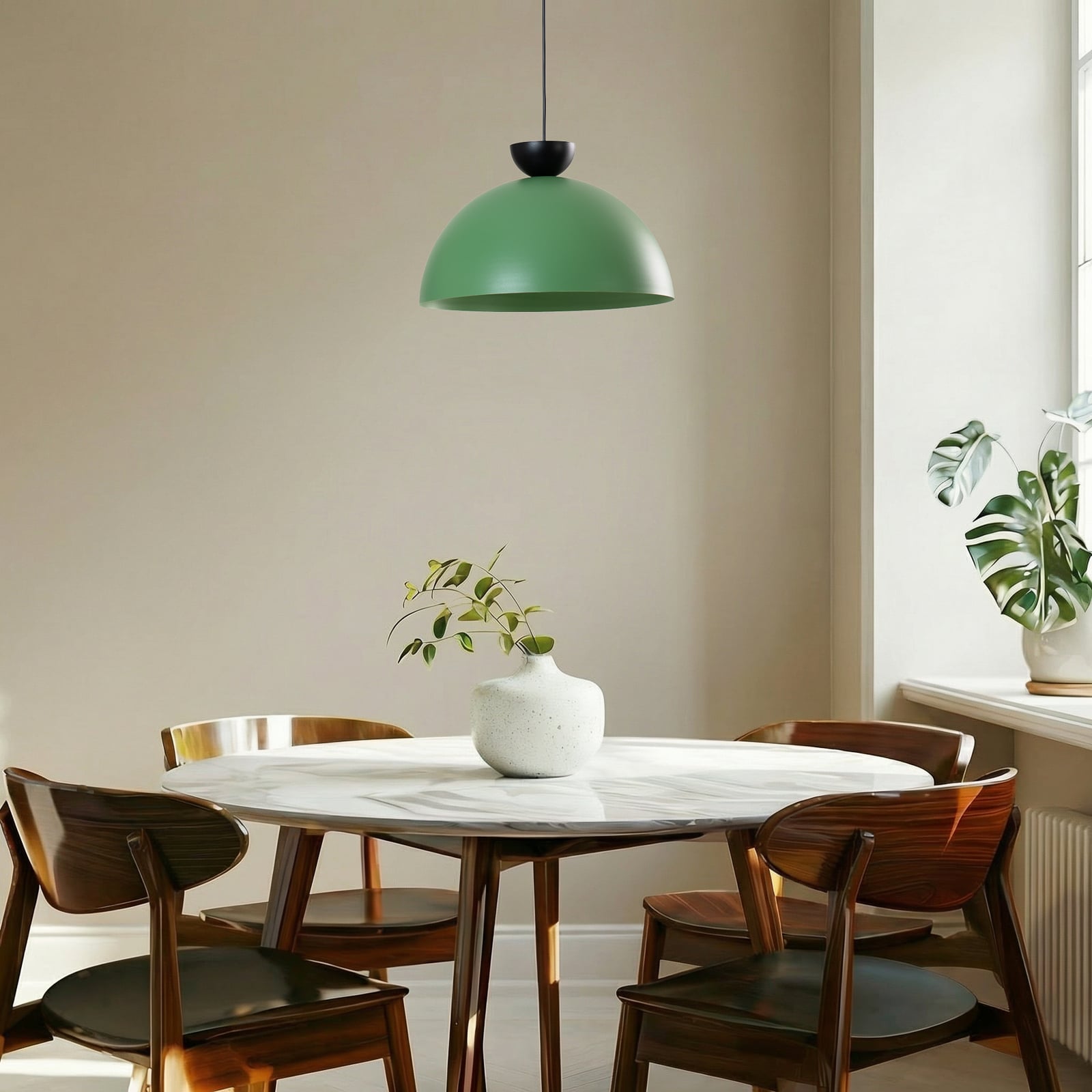 Lampa wisząca Lunaro, zielona, Ø 40 cm, metal