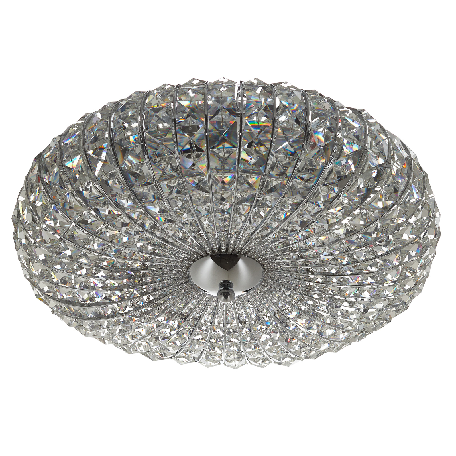 Plafondlamp Broche met kristallen, Ø 49 cm