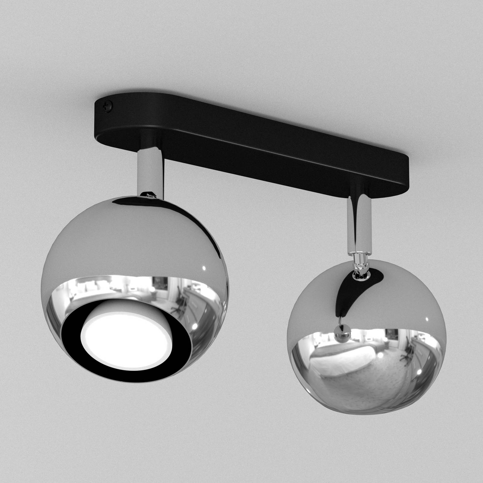 luminex spot pour plafond cornet, à 2 lampes, noir/chromé