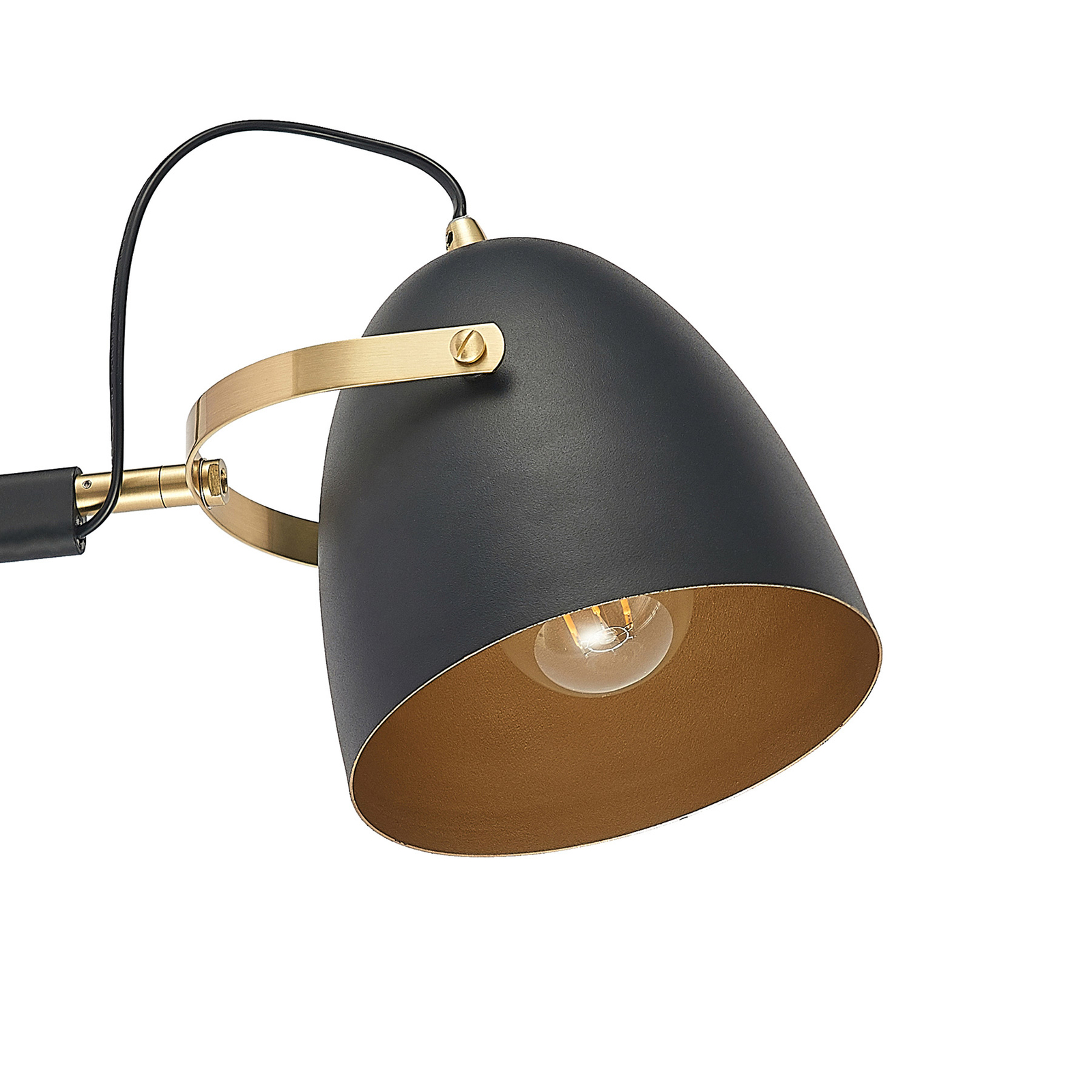 Lucande Nordin Wandlampe schwarz/gold, ausziehbar