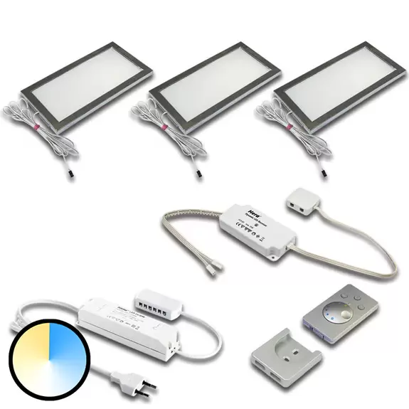 Lampenwelt Unterbaulampe Dynamic LED Sky 3er Set edelstahl