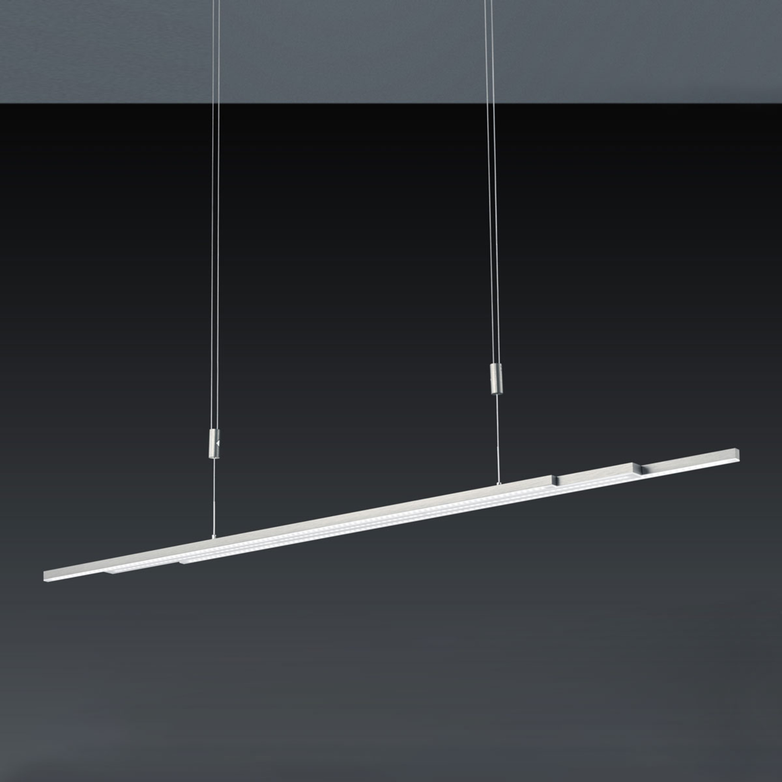 BANKAMP L-lightLINE LED hanging light, matt nickel, for Living / Dining Room, metal, 60 W, energy efficiency: A+, L: 203 cm