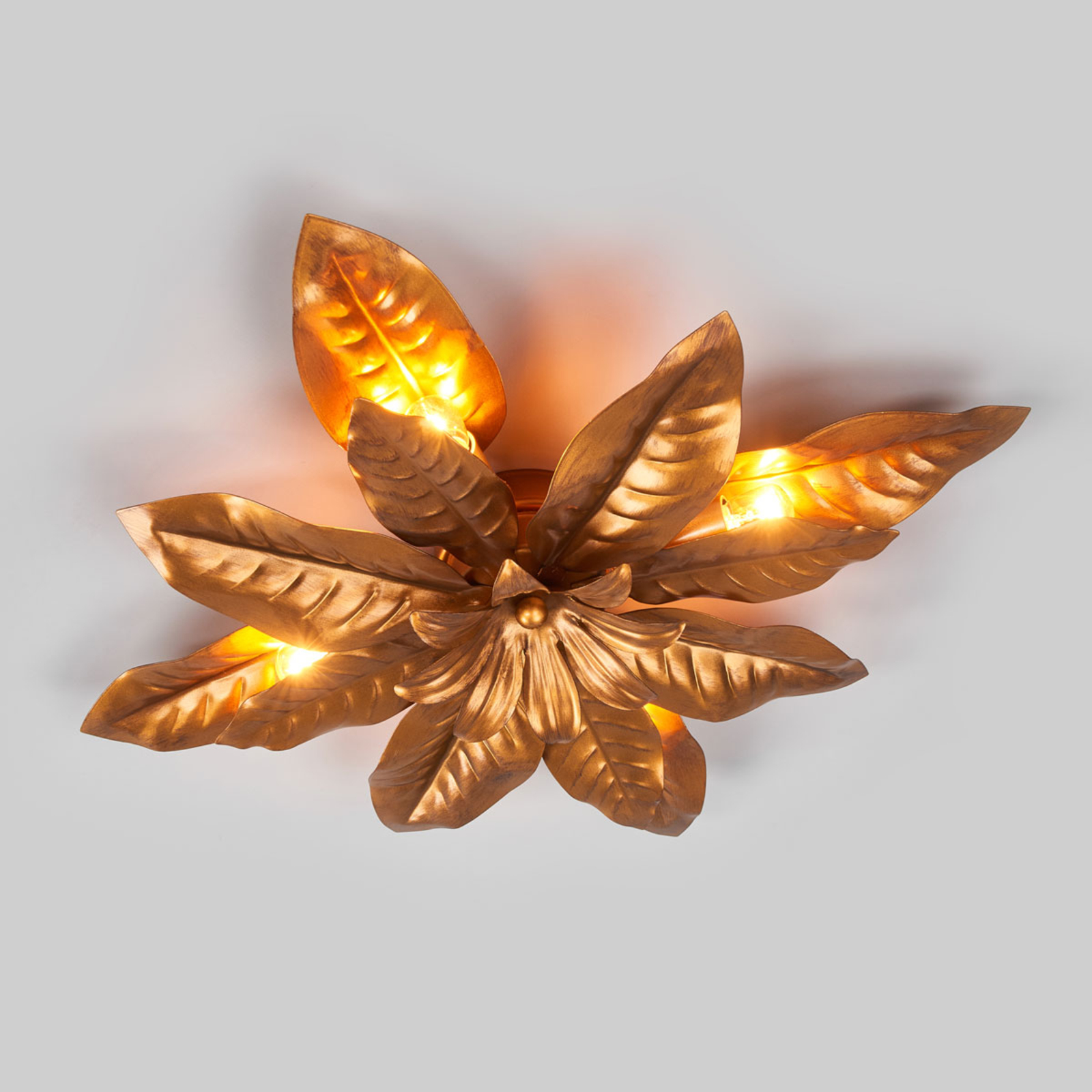 Plafoniera Fleuria in metallo, oro anticato