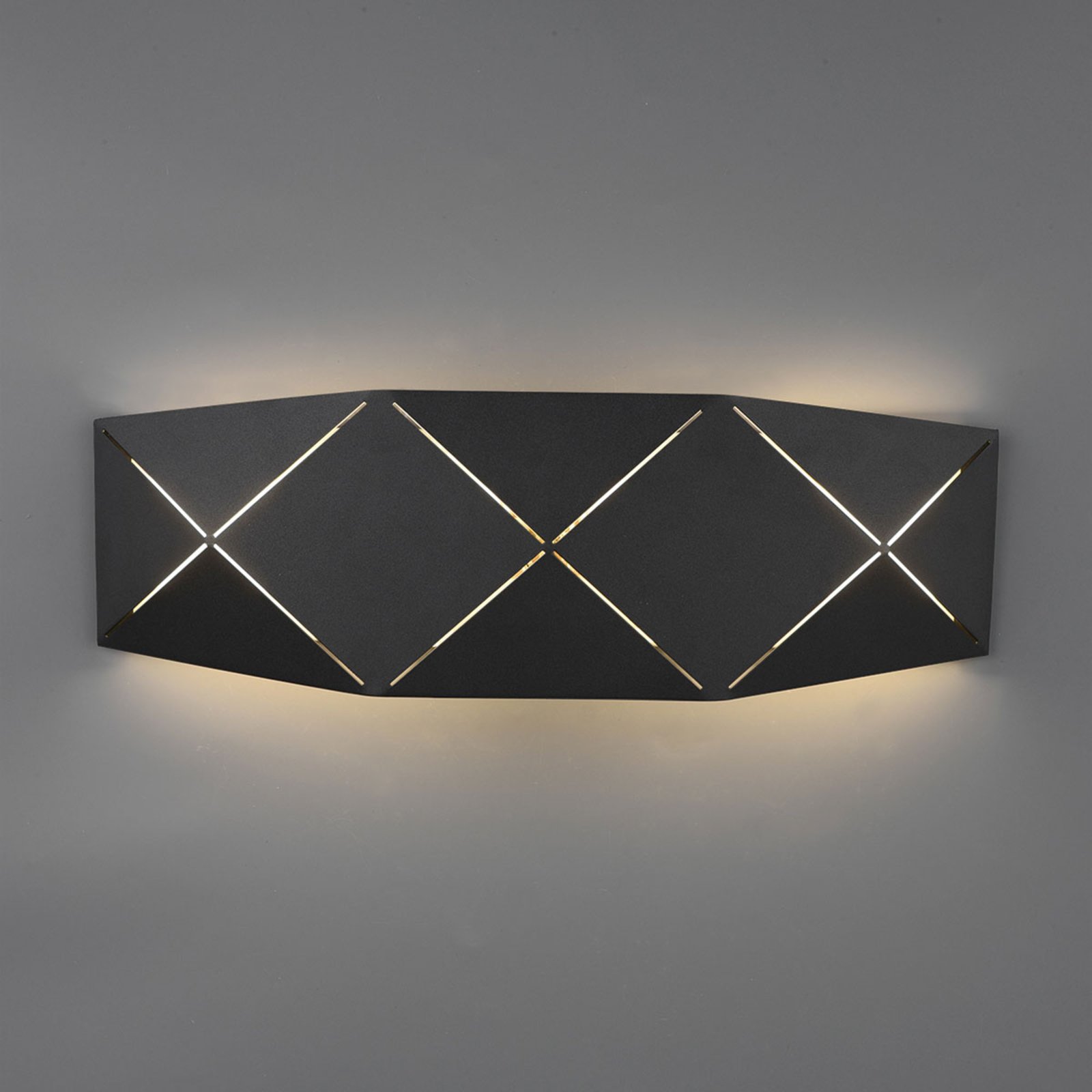 Zandor LED wall lamp in black, width 40 cm