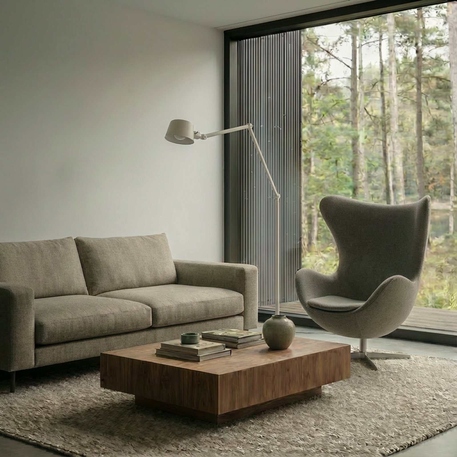 Silka vloerlamp, 216 cm, beige, verstelbaar, E27 - Lucande