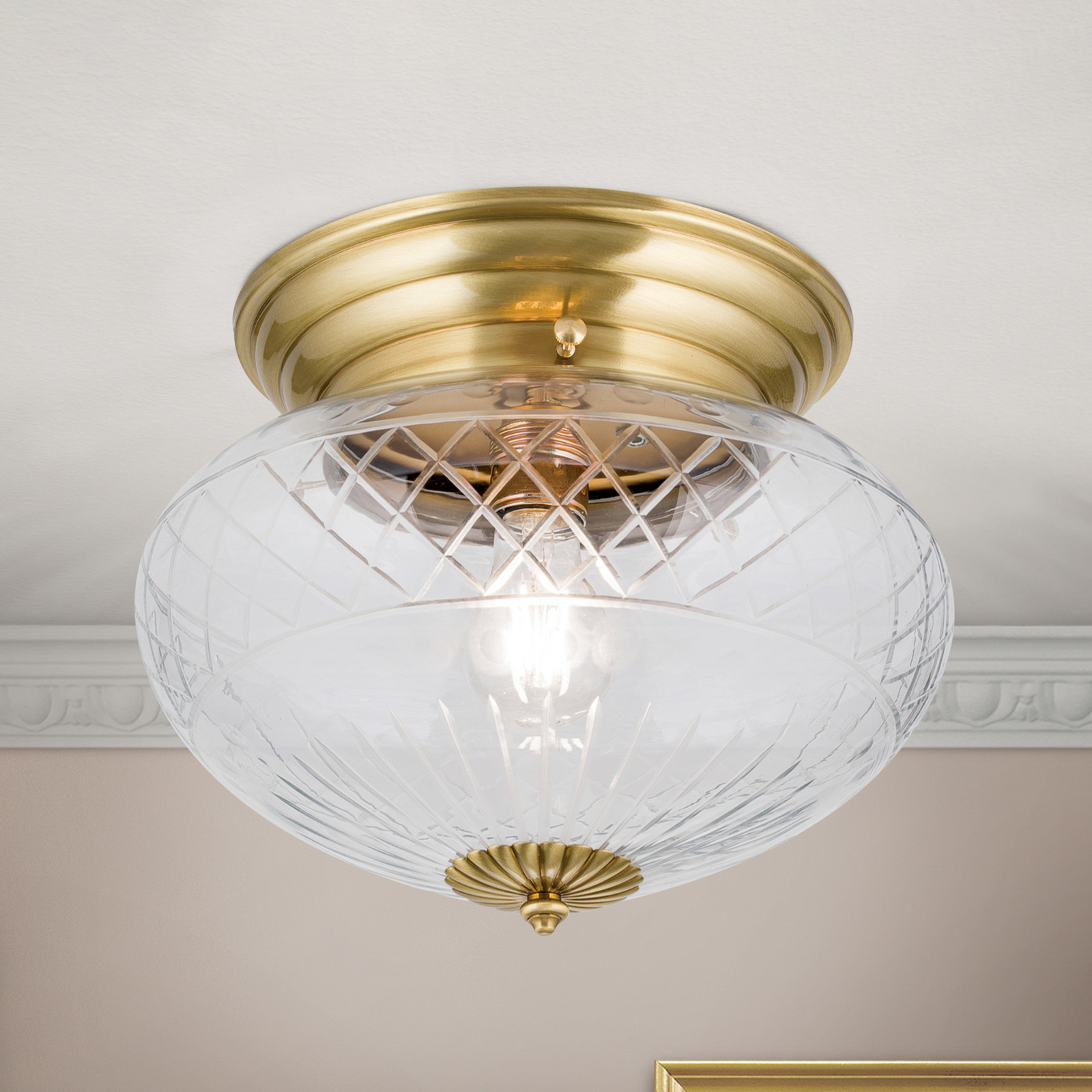 ORION Plafonieră Enna Ø 31 cm - Camera de zi / sufragerie - Antichitate - bronz transparent - Metal