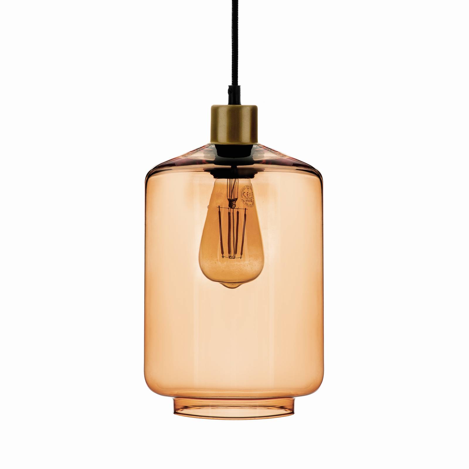 Függő lámpa Tube üveg ernyővel világosbarna Ø 17cm