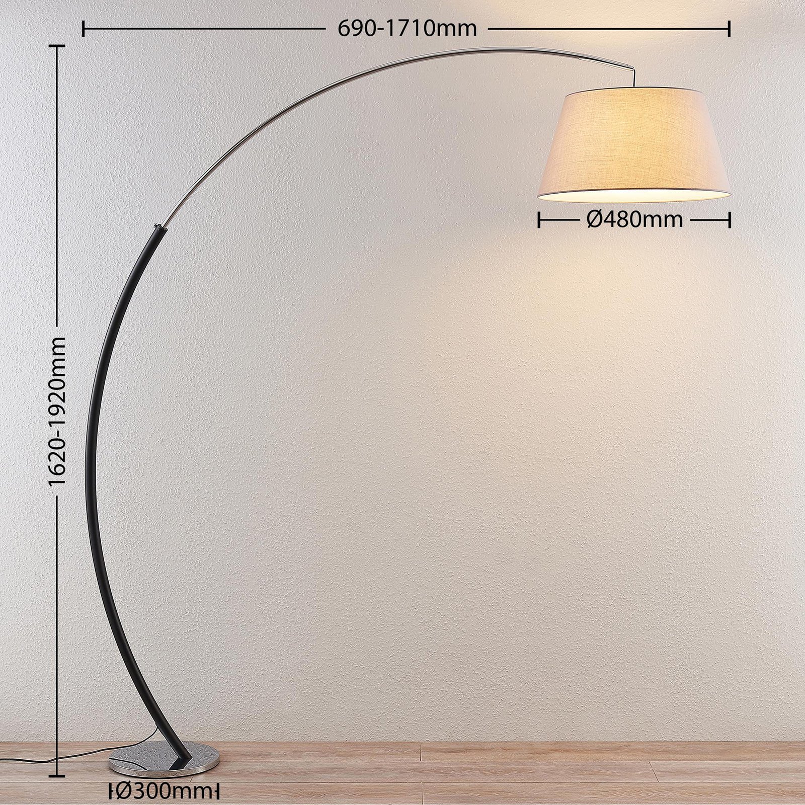 Evelyna Vloerlamp Grey/Chrome/Black - Lucande