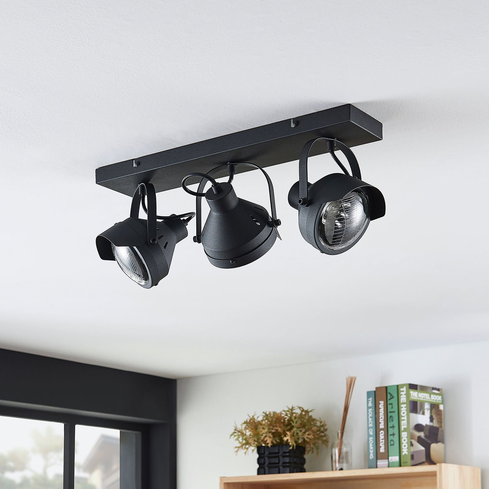 Henega 3 Stropné Lampa Black - Lindby