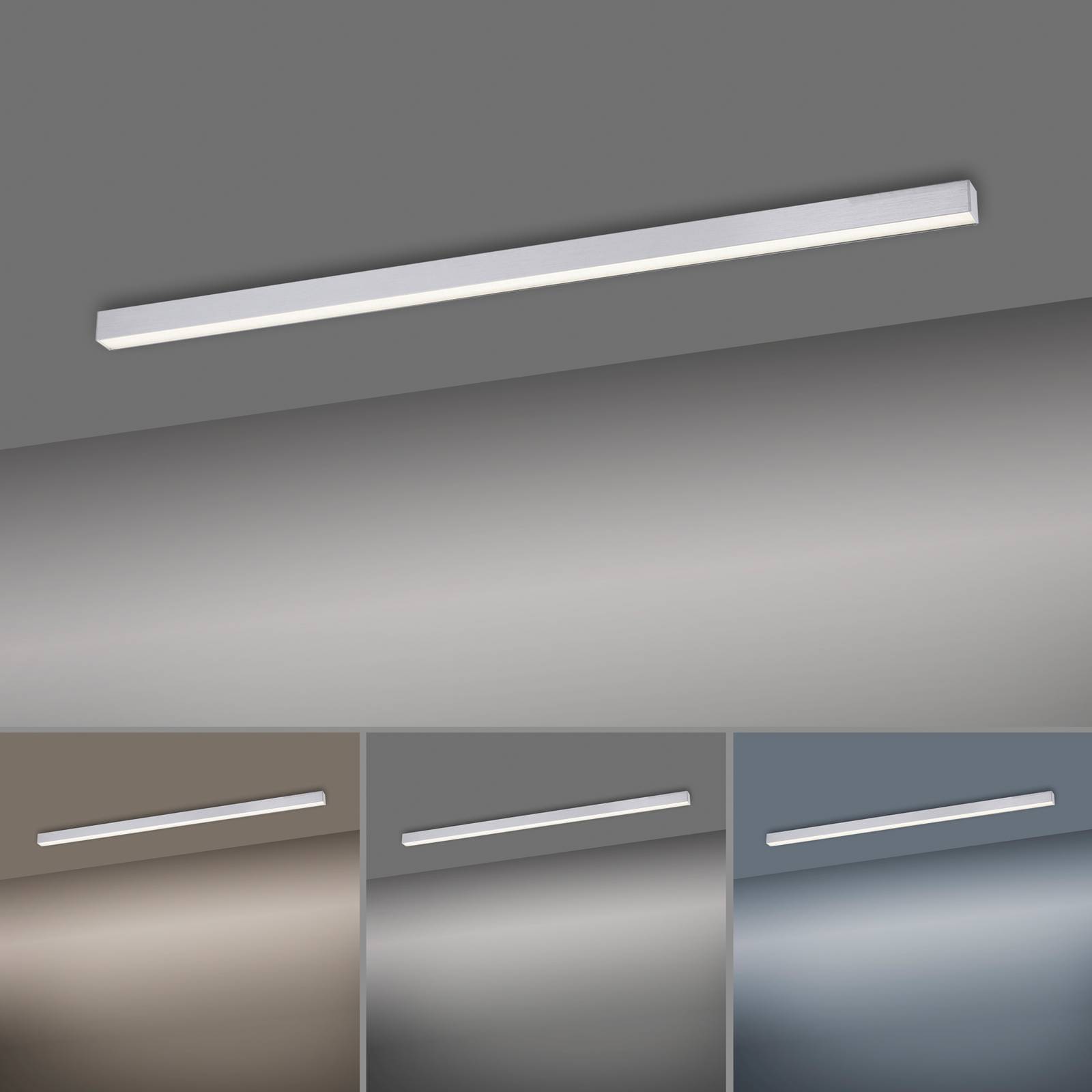 Lampa sufitowa LED PURE Lines, 110 cm, srebrna, CCT, pilot