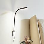 LED lampa na čtení Lindby Flexola, černá, čtvercová hlava