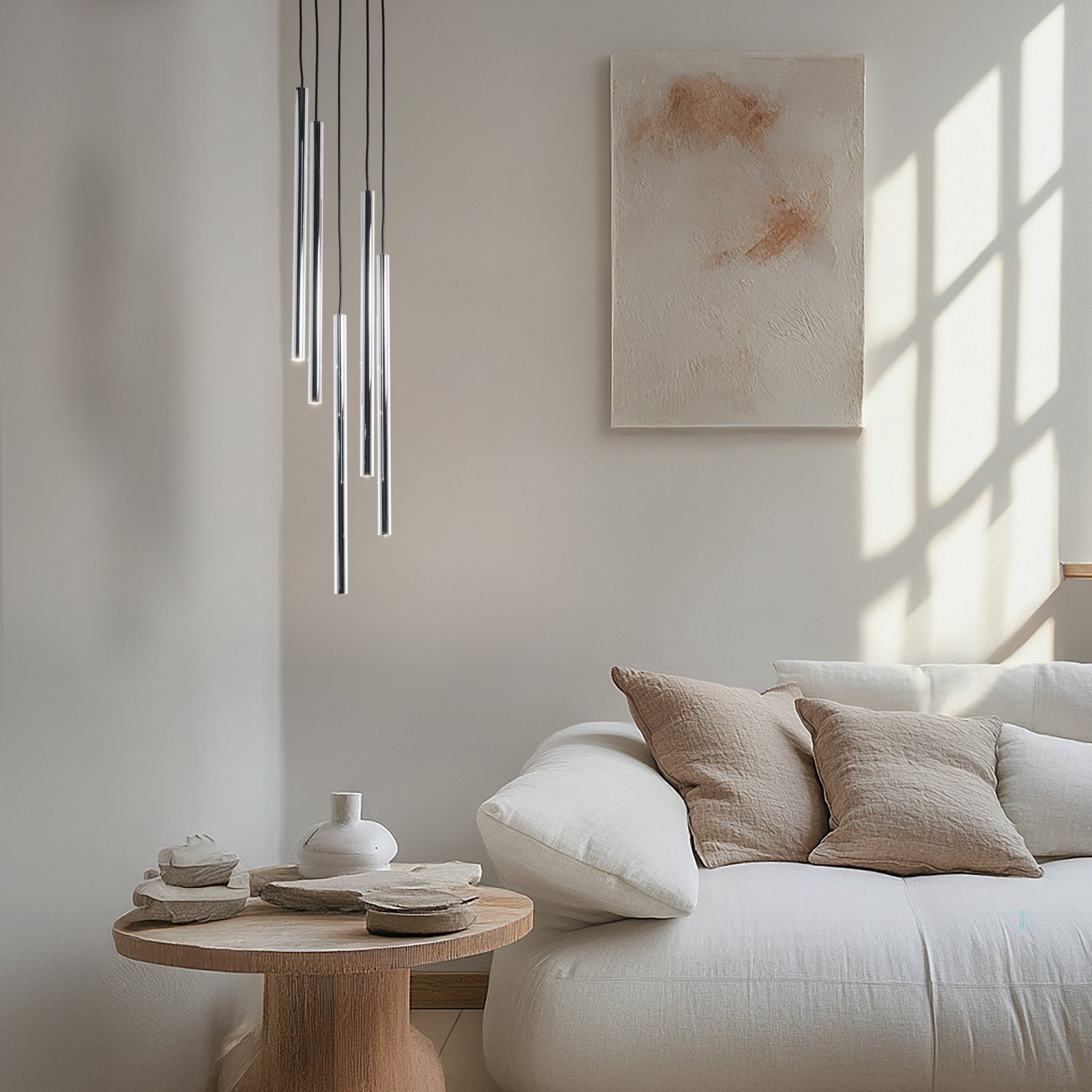 Hängeleuchte Sopel Lux, 5-flammig, rund, schwarz/silber, G9