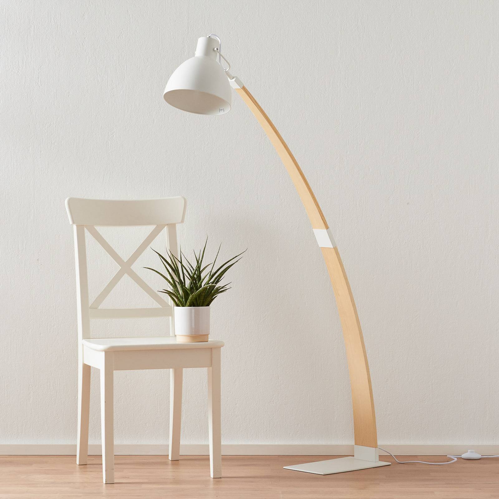 Lucide Curf gulvlampe med hvit lampeskjerm