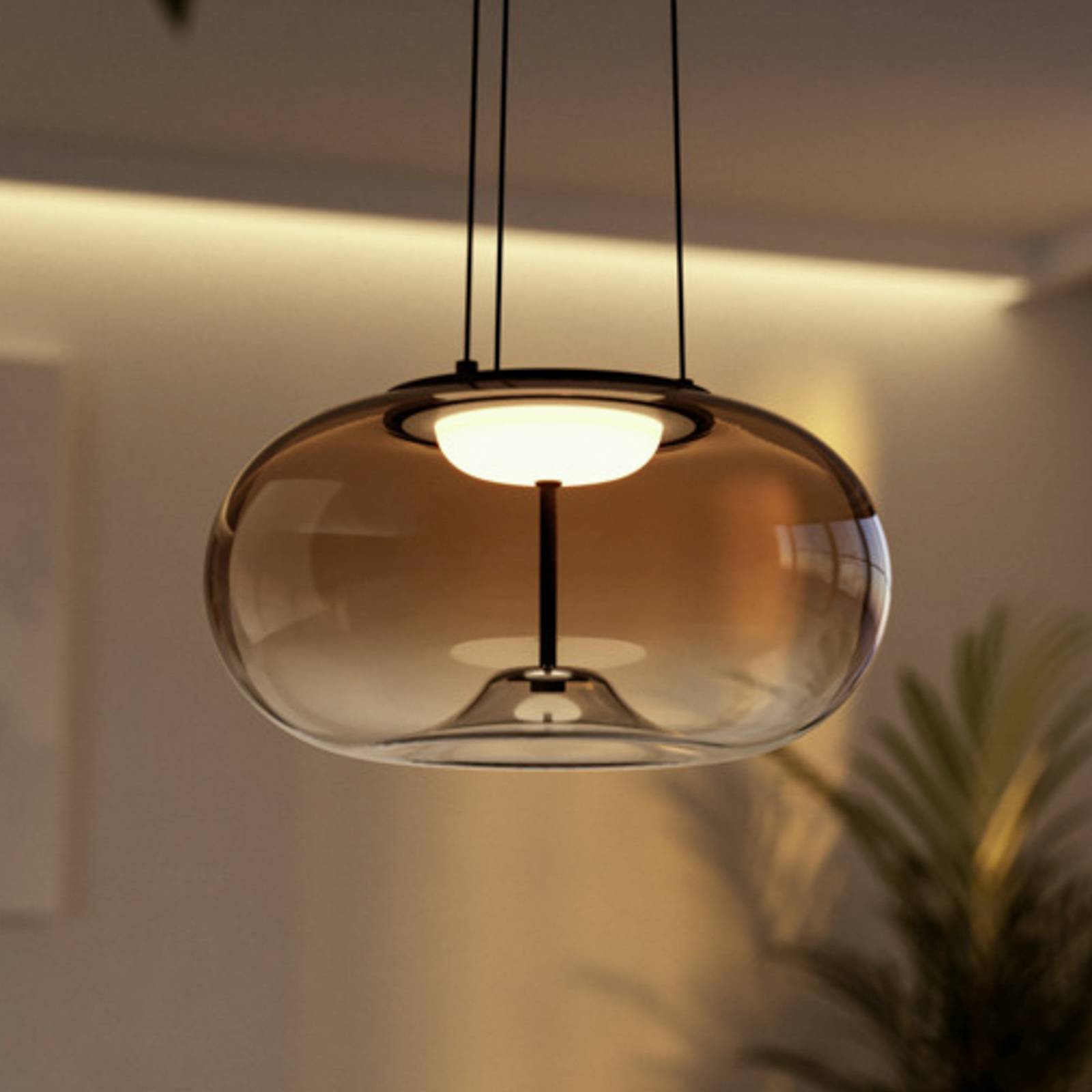 Żyrandol LED EGLO OPTICA 1, brązowo-brązowa, Ø 38 cm, CCT