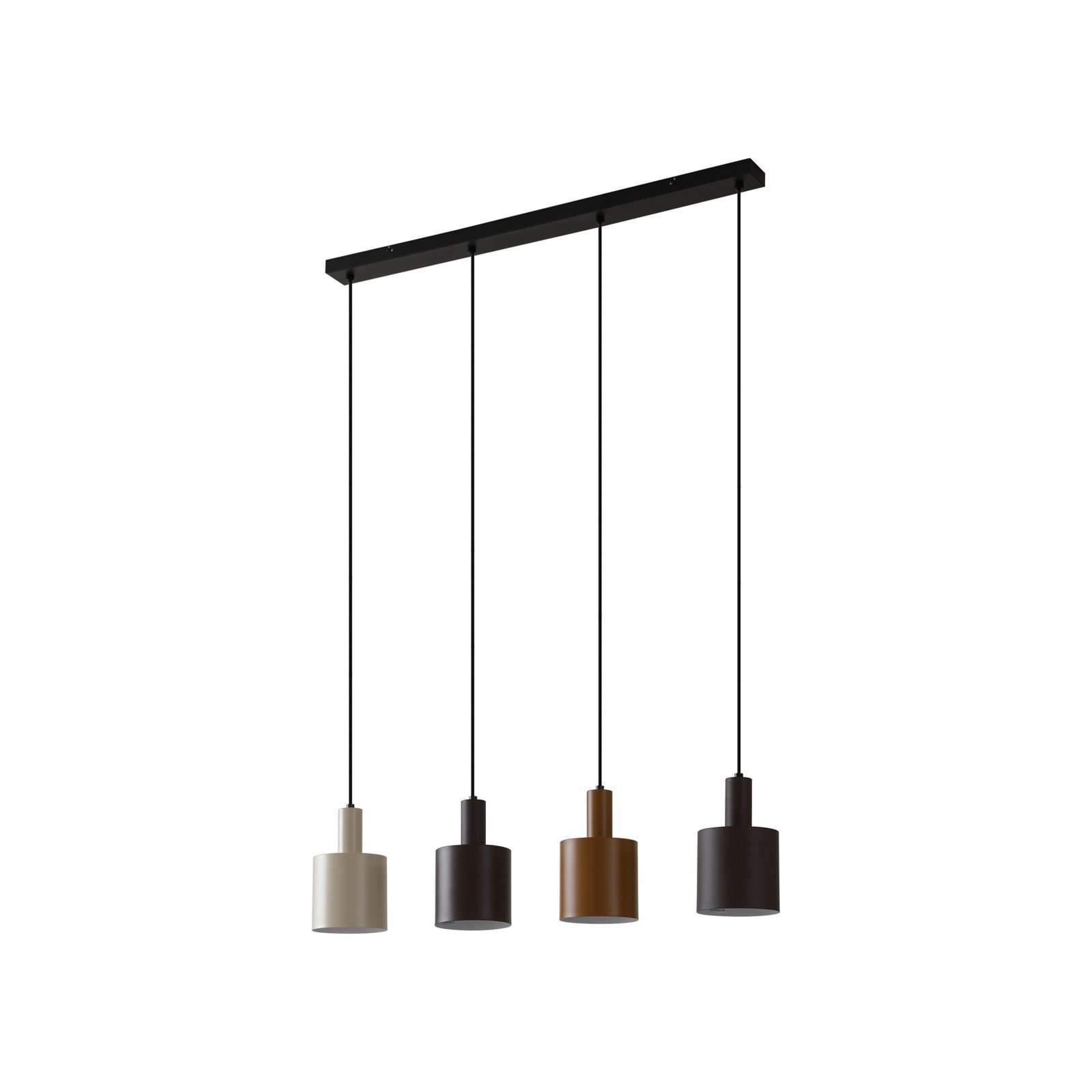 Lindby hanging light Ovelia, black/brown/beige, 4-bulb, iron