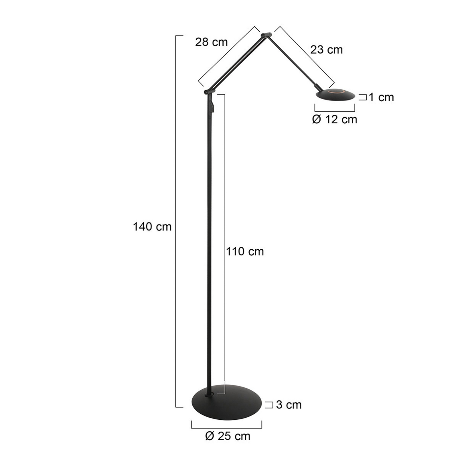 LED vloerlamp Zenith2, 1-lamp, zwart, CCT, afstandsbediening LED vloerlamp Zenith2, 1-lamp, zwart, CCT, afstandsbediening