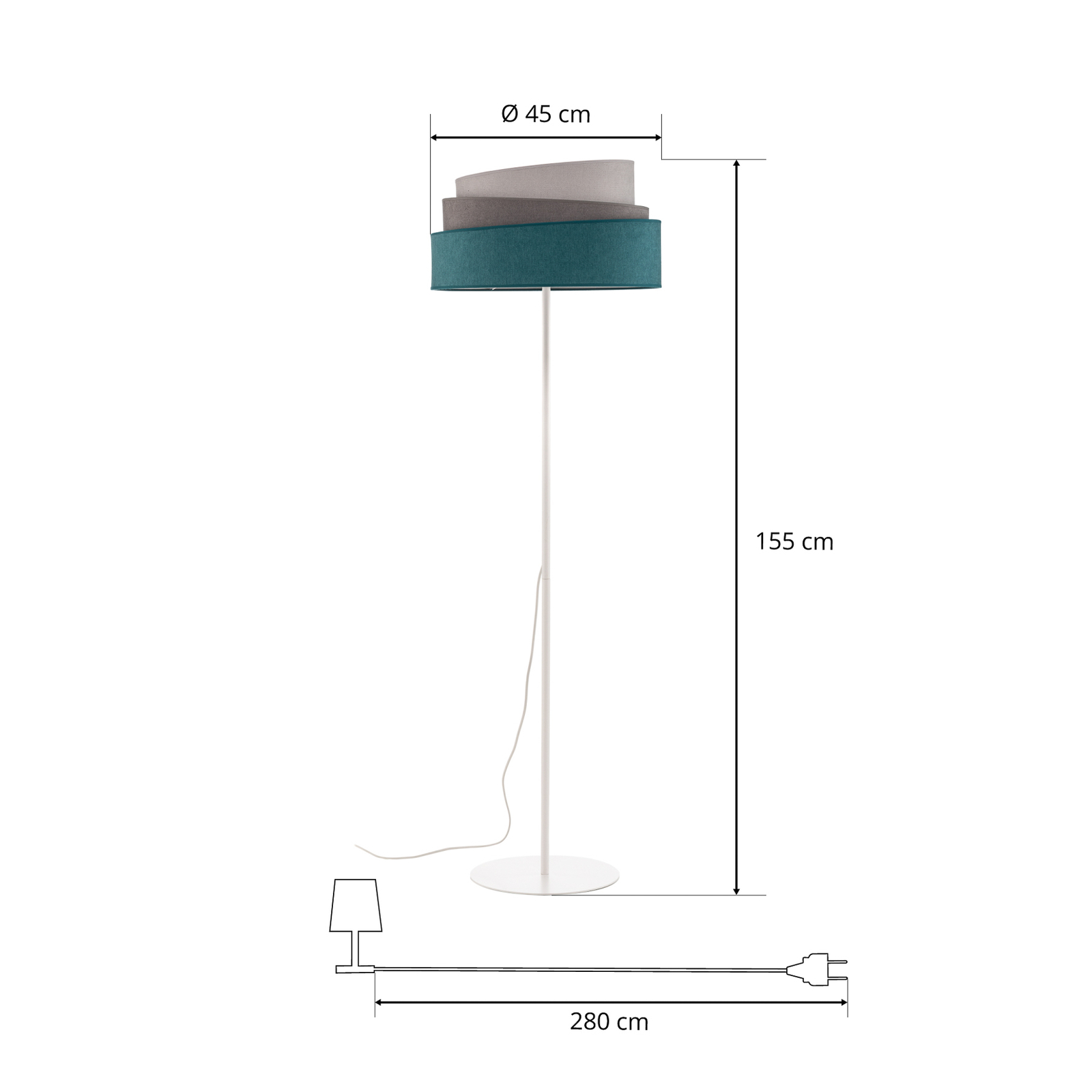 Lampa podłogowa Pastell Trio turkusowa/szara