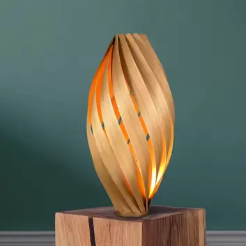 Pauleen Woody Shine Tischlampe, Holzfuß, Glaskugel